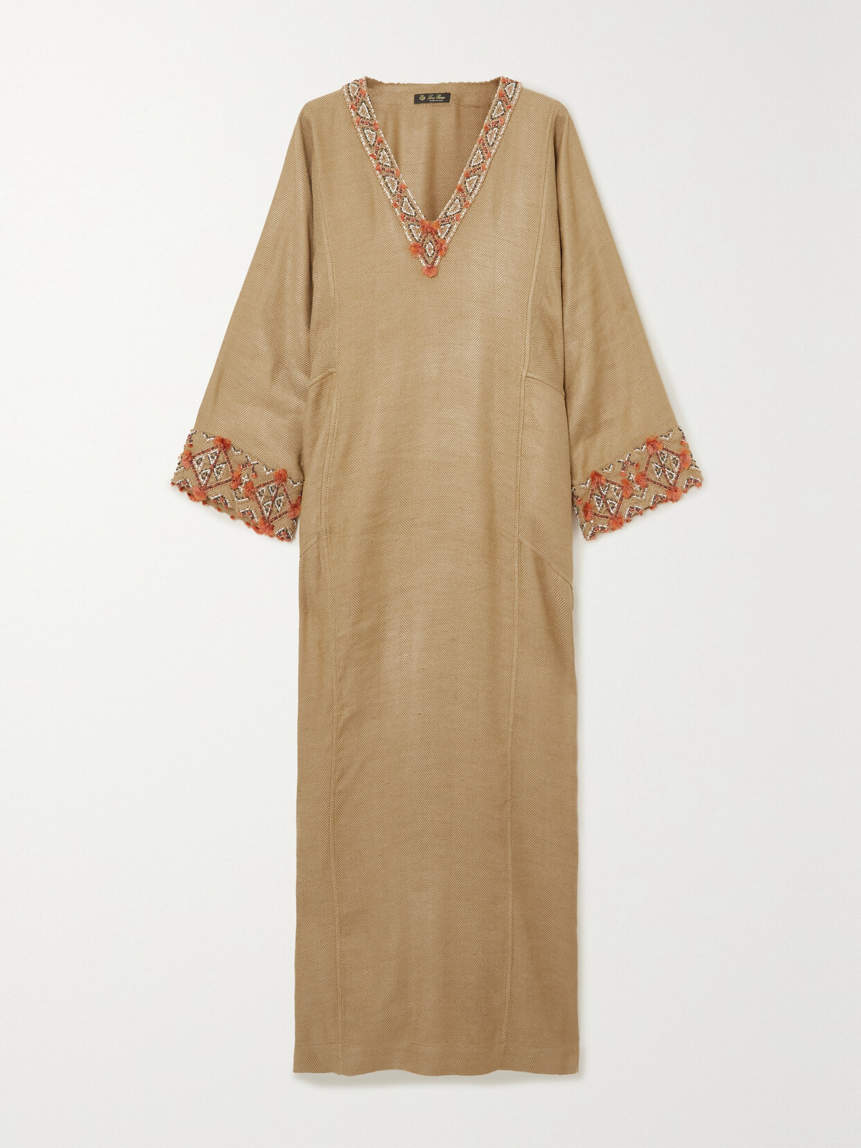 Loro Piana - Yari Embellished Herringbone Linen And Silk-blend Maxi Dress - Brown