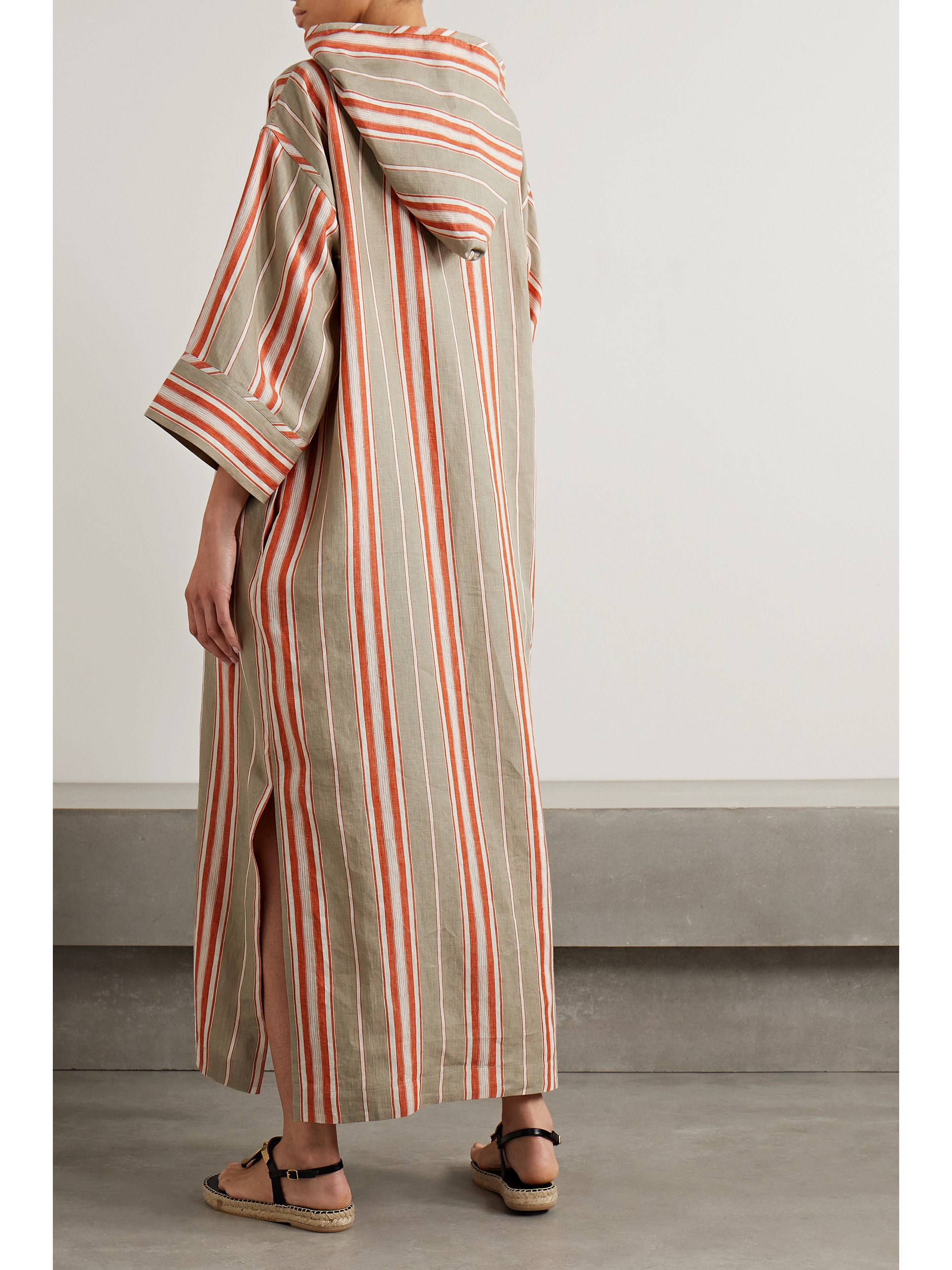 knee length dresses for ladies Brown Linen Blend Printed Midi Dress – Mint Velvet
