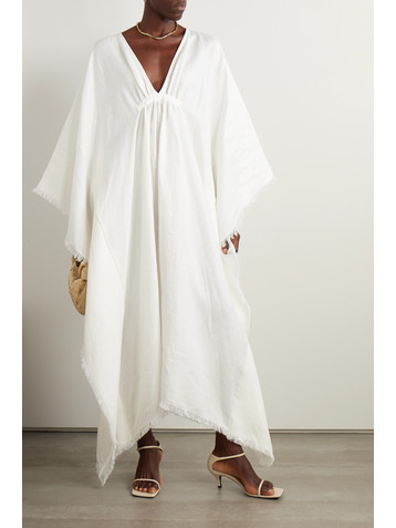 Loro Piana Gloria frayed gathered linen maxi dress