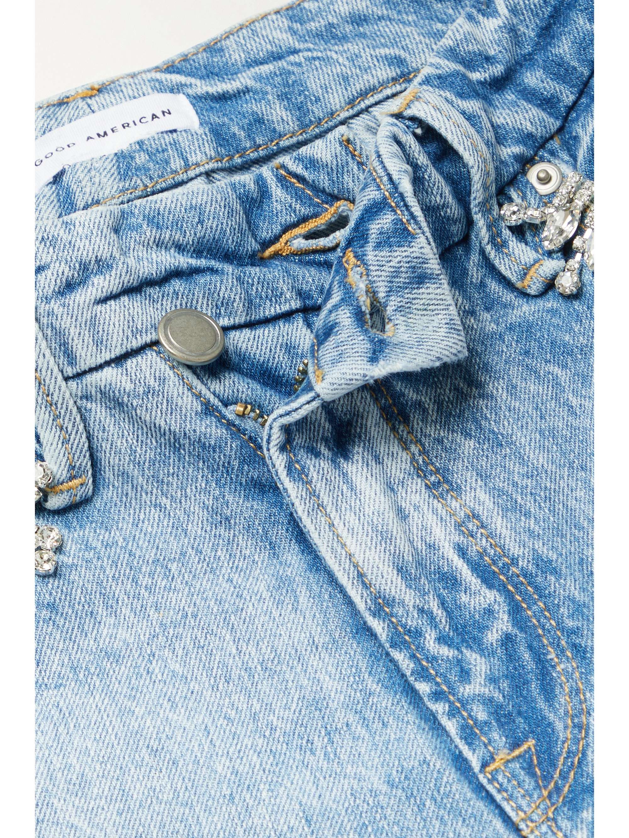 GOOD AMERICAN Good 90s crystal-embellished high-rise straight-leg jeans