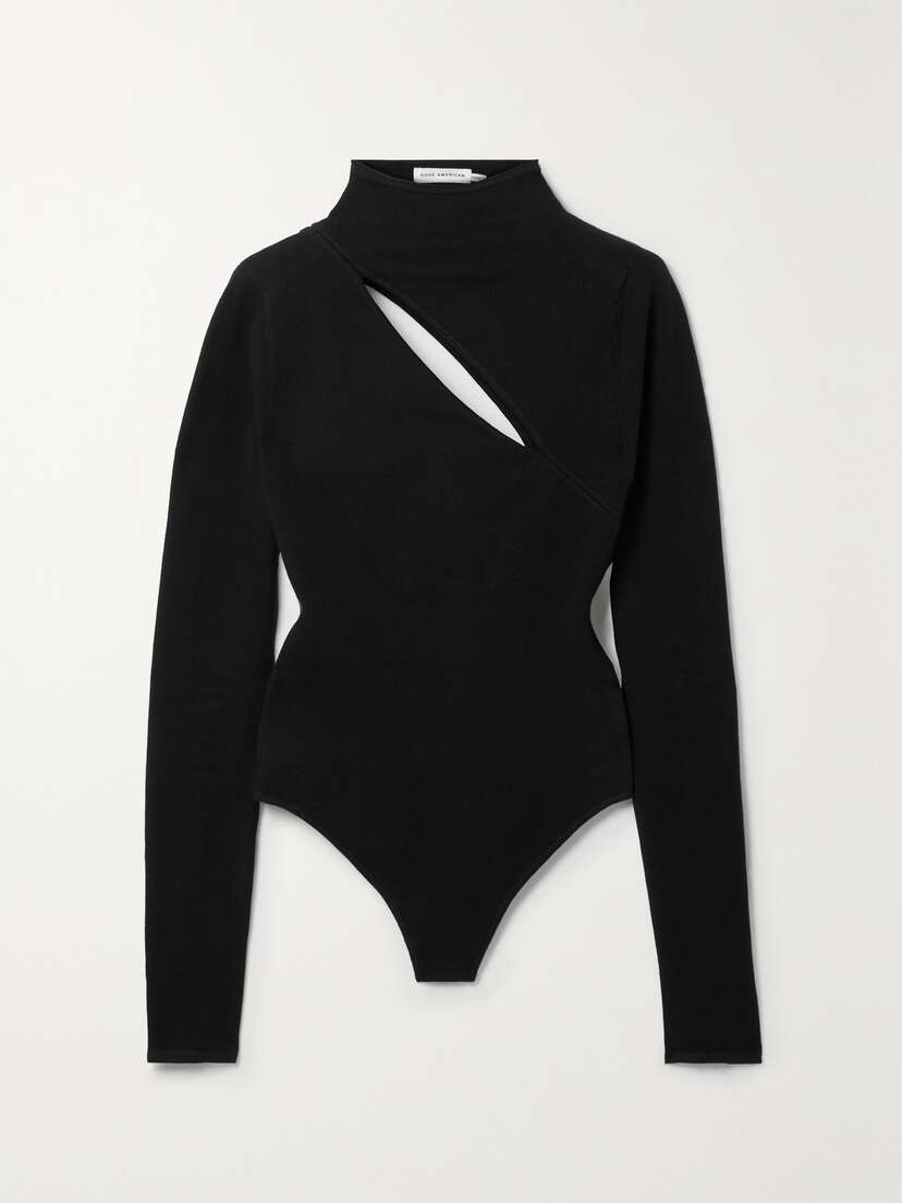 GOOD AMERICAN Cutout Stretch Cotton-blend Thong Bodysuit