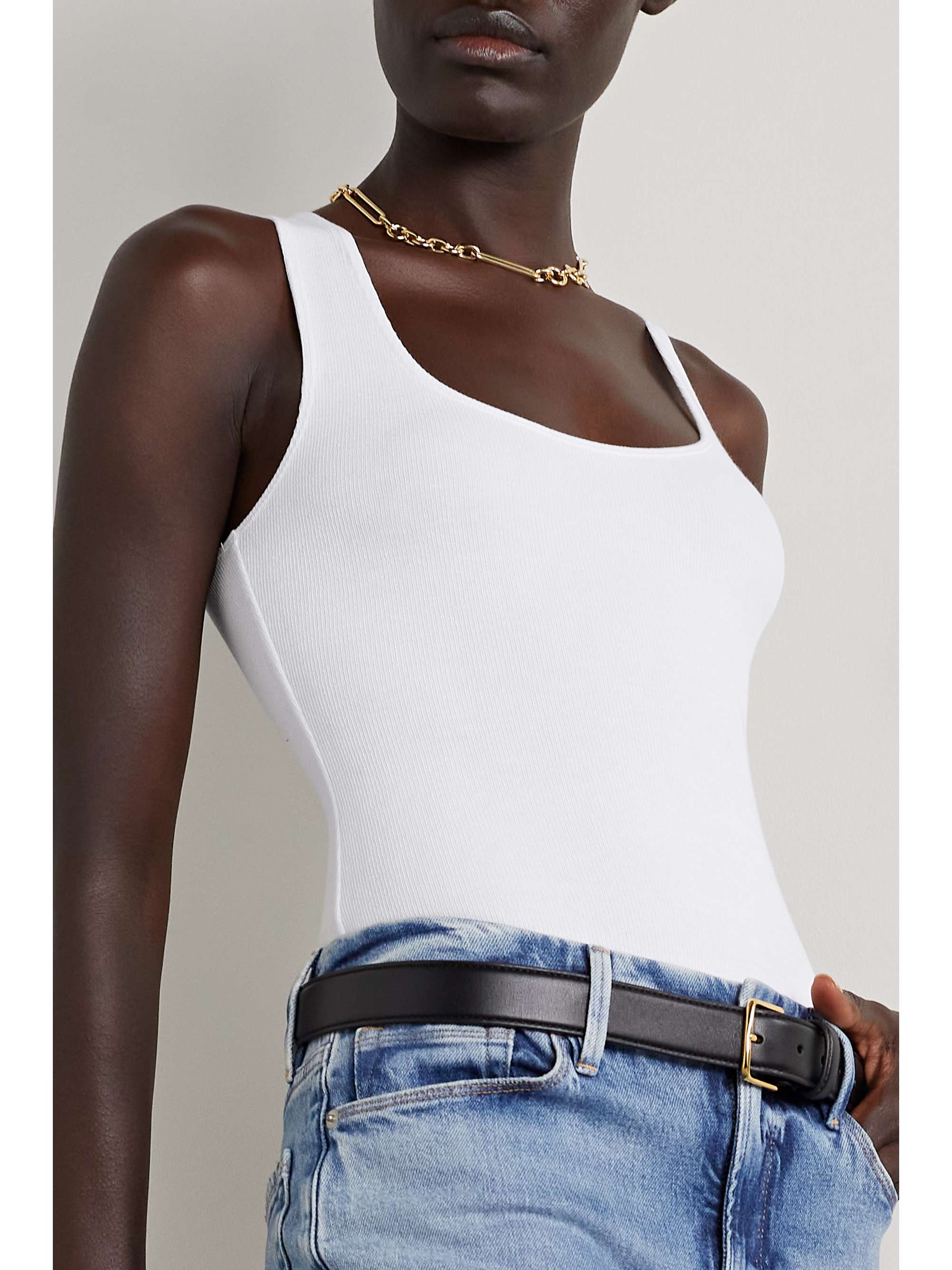 GOOD AMERICAN Feel Good ribbed cotton-blend bodysuit