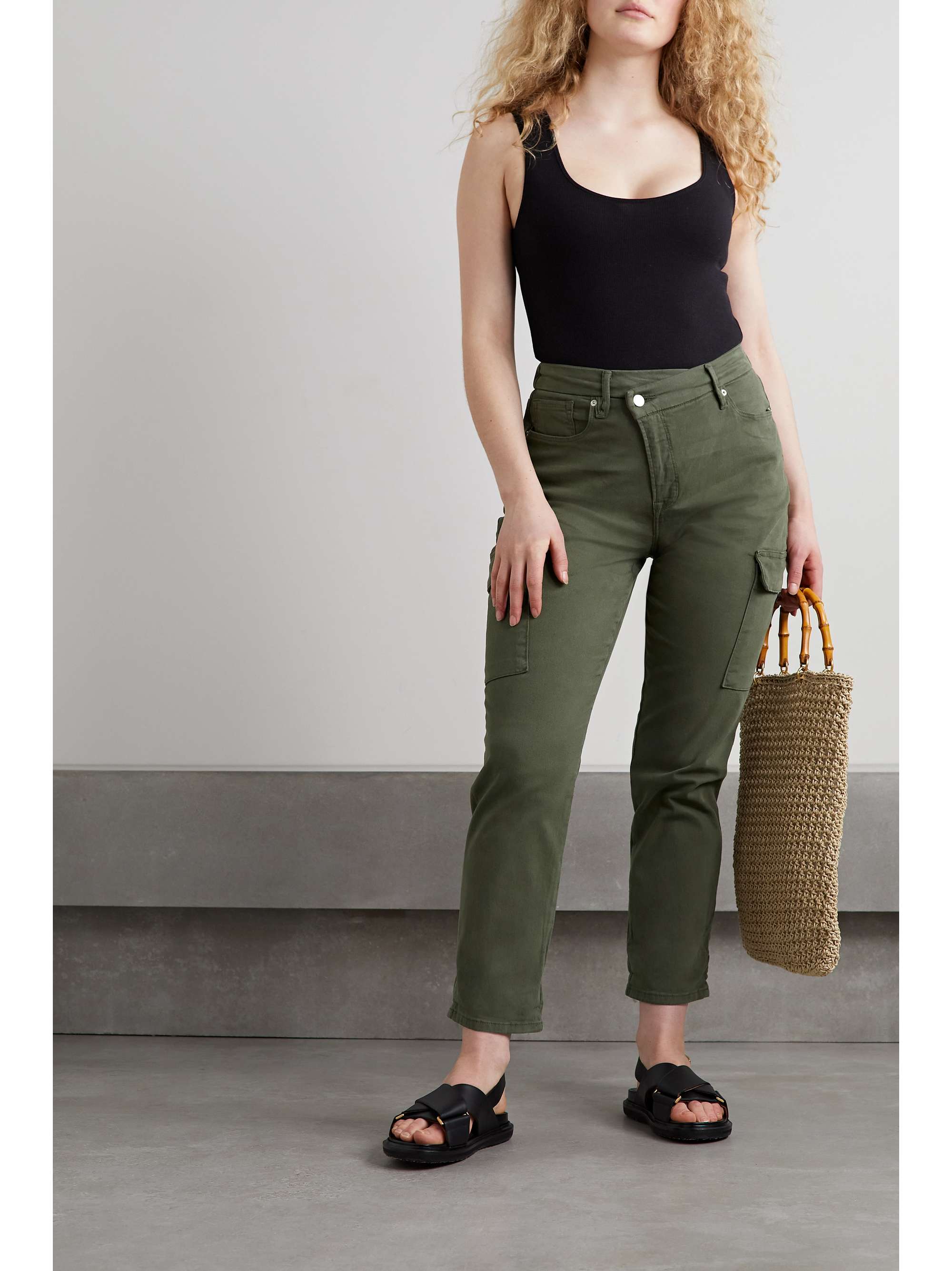 Twill tapered cargo pants