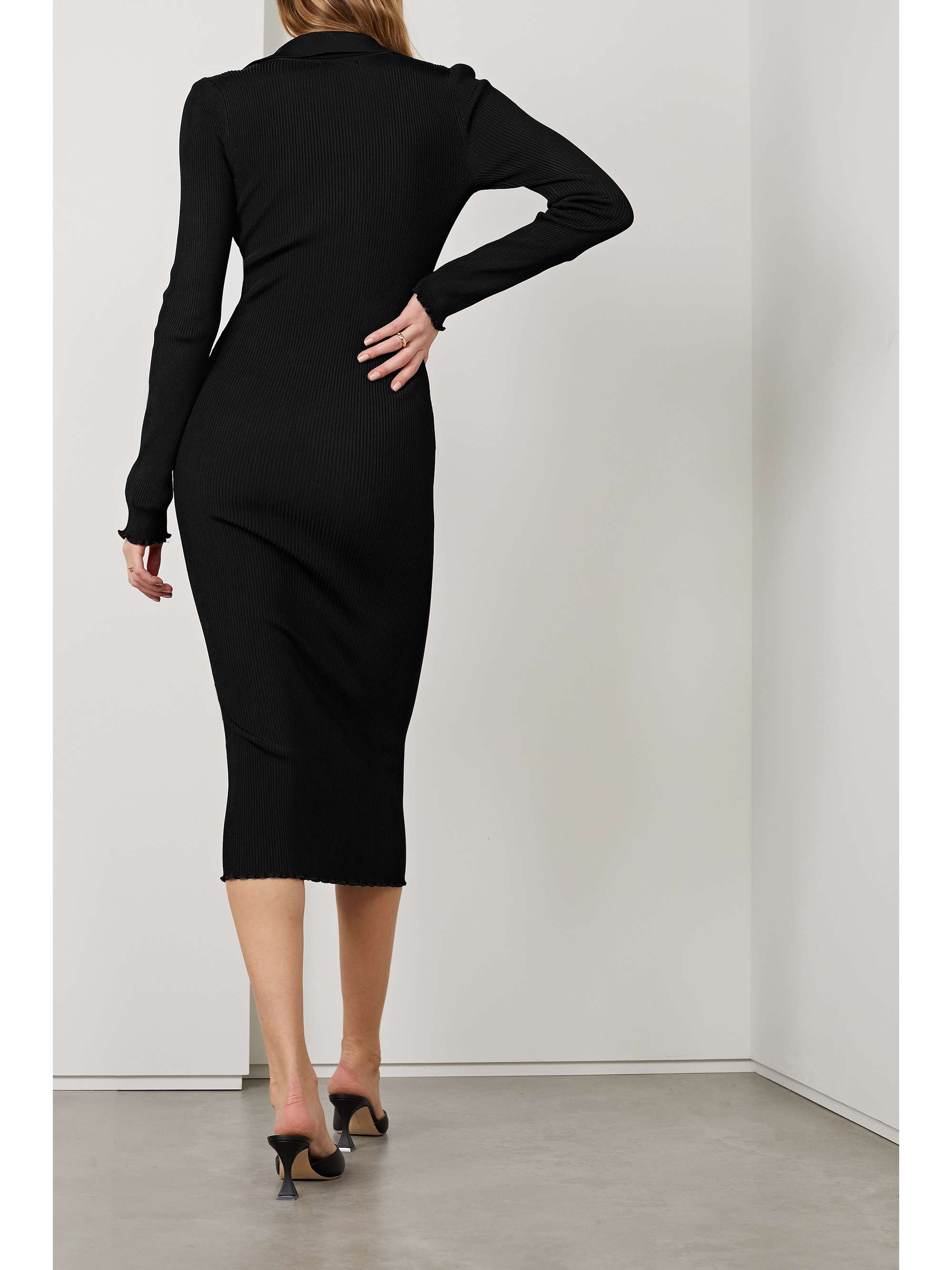 Black Ribbed-knit midi dress | GOOD AMERICAN | NET-A-PORTER