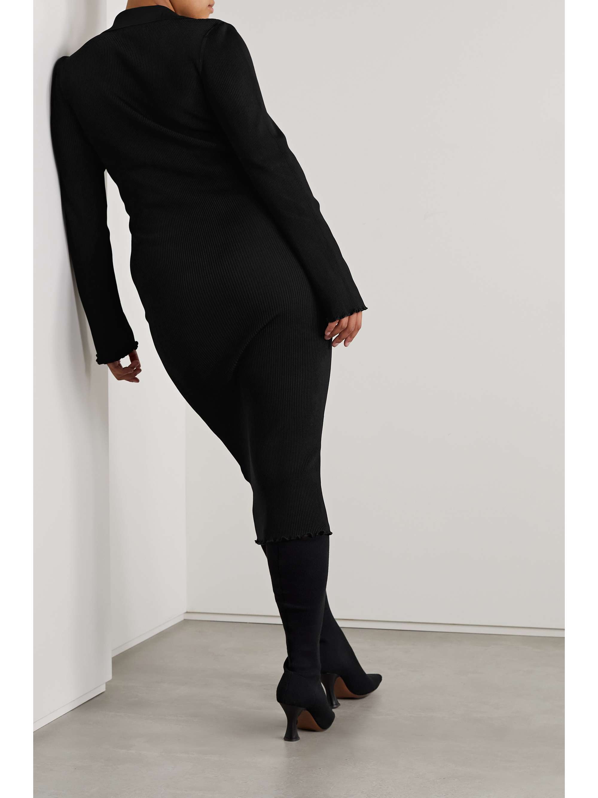 Black Ribbed-knit midi dress | GOOD AMERICAN | NET-A-PORTER