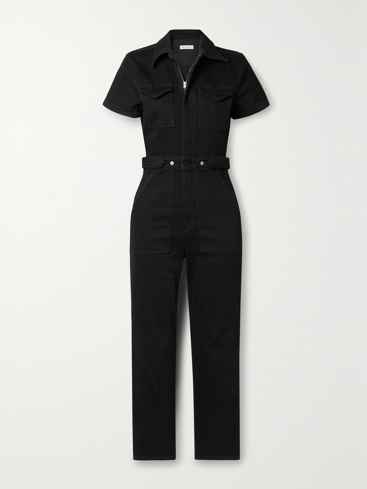 GOOD AMERICAN - Fit For Success Denim Jumpsuit - Black