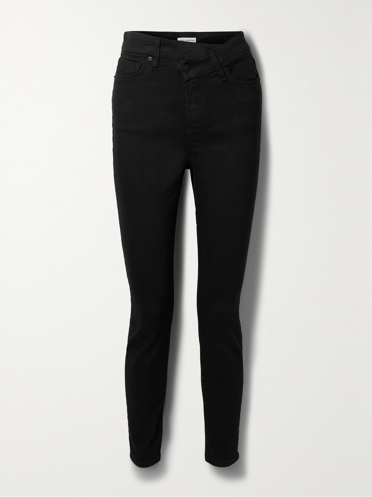 GOOD AMERICAN - Good Classic Asymmetric High-rise Straight-leg Jeans - Black