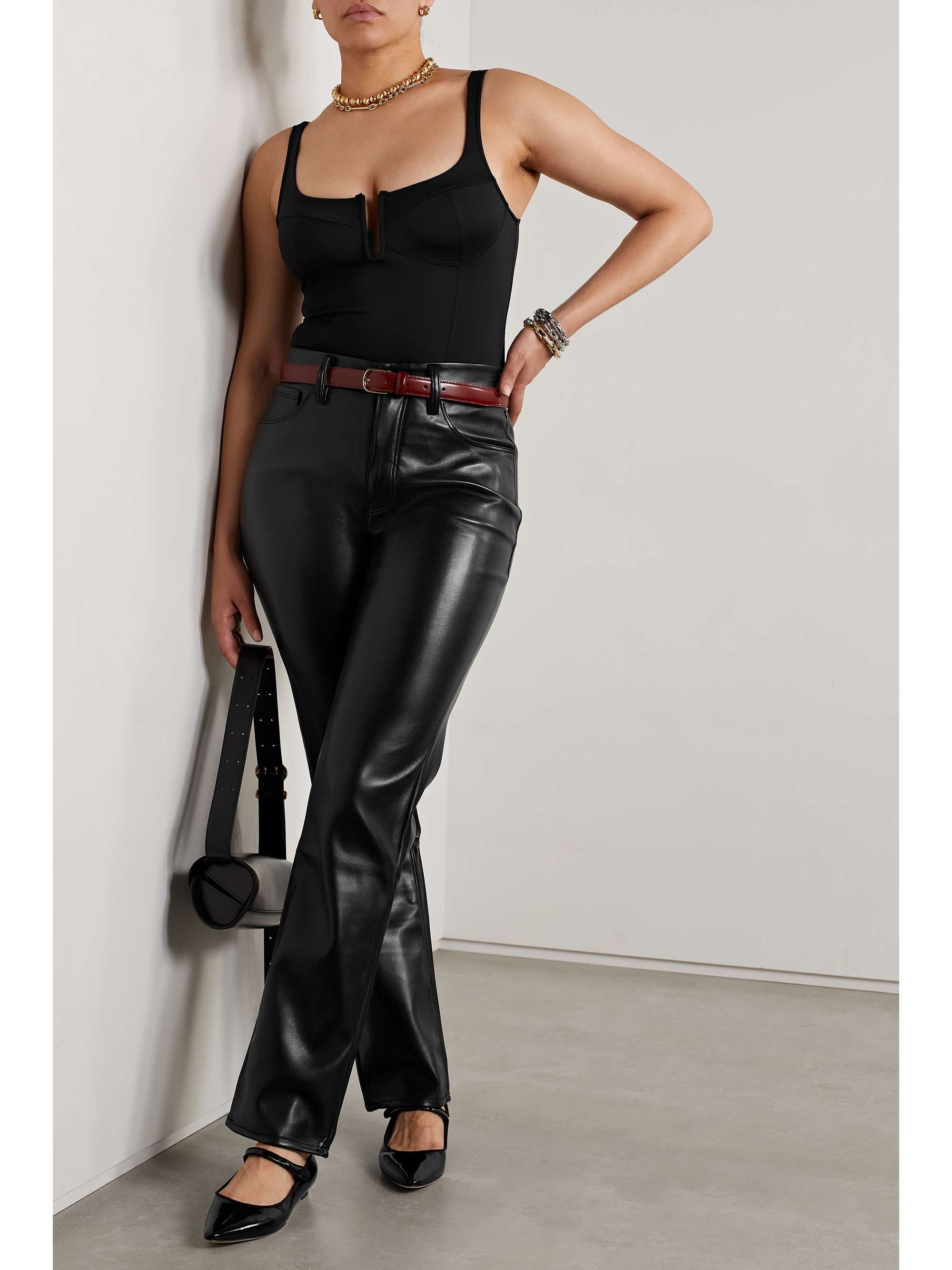 GOOD AMERICAN Good Icon faux stretch-leather straight-leg pants