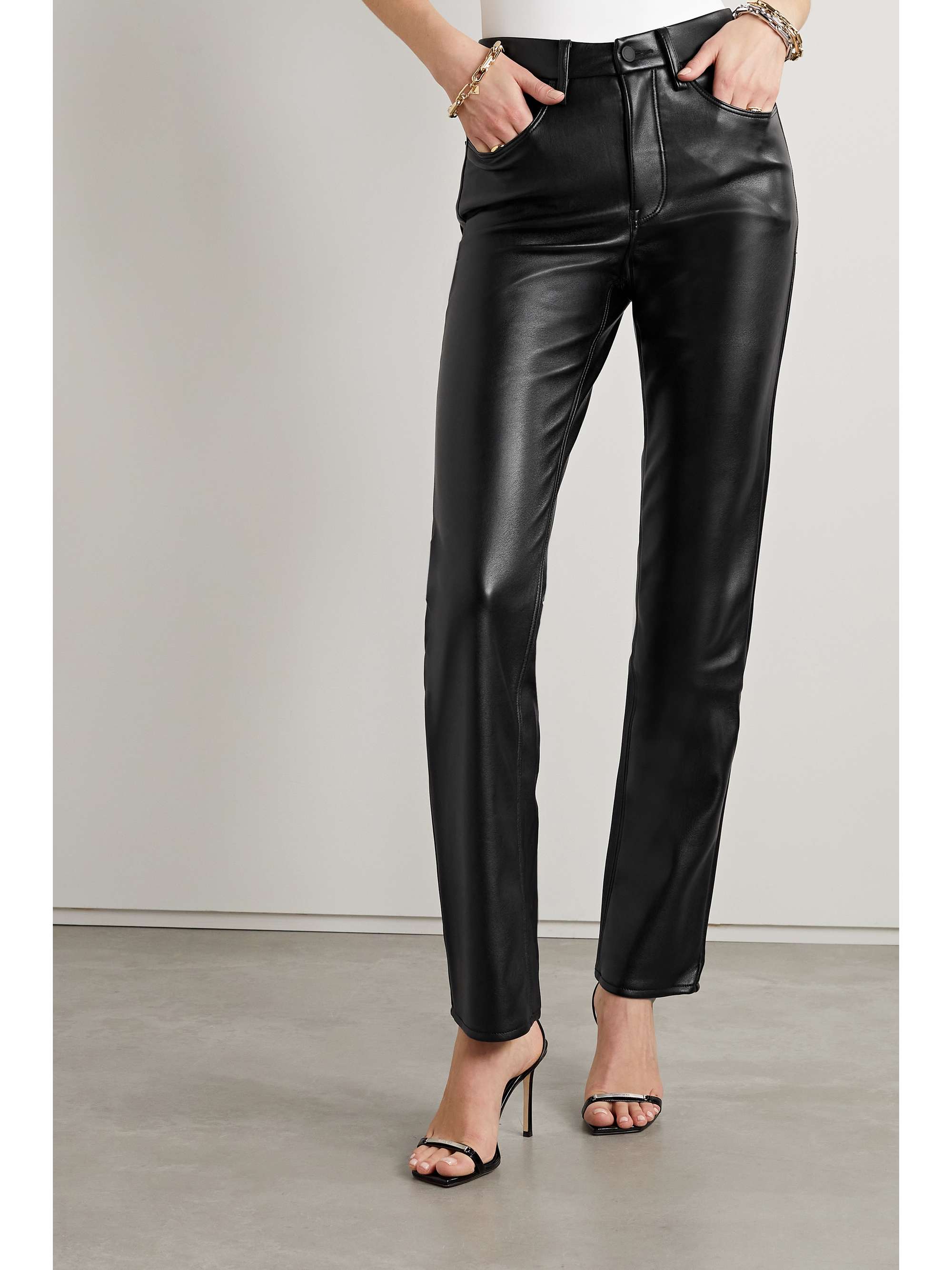 GOOD AMERICAN Good Icon faux stretch-leather straight-leg pants