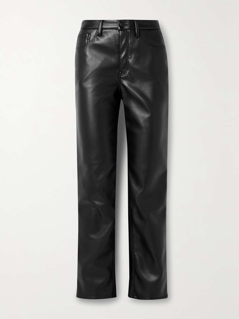 GOOD AMERICAN Good Icon Faux Stretch-leather Straight-leg Pants - US 24