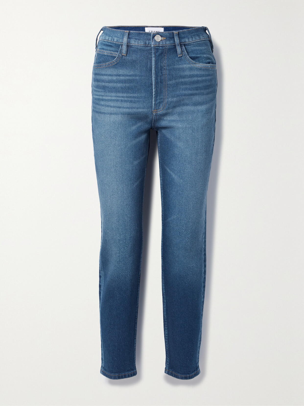 FRAME High'n'Tight Cropped High-rise Slim-leg Jeans - Blue