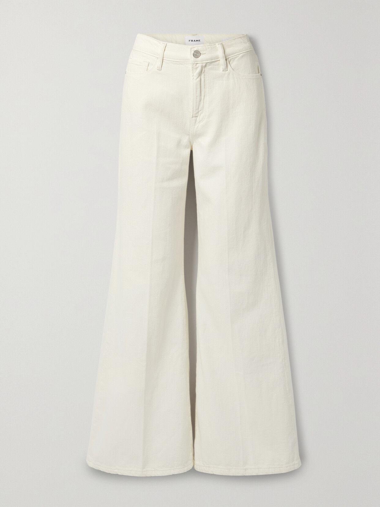 Frame Le Palazzo High-rise Wide-leg Jeans In Off-white