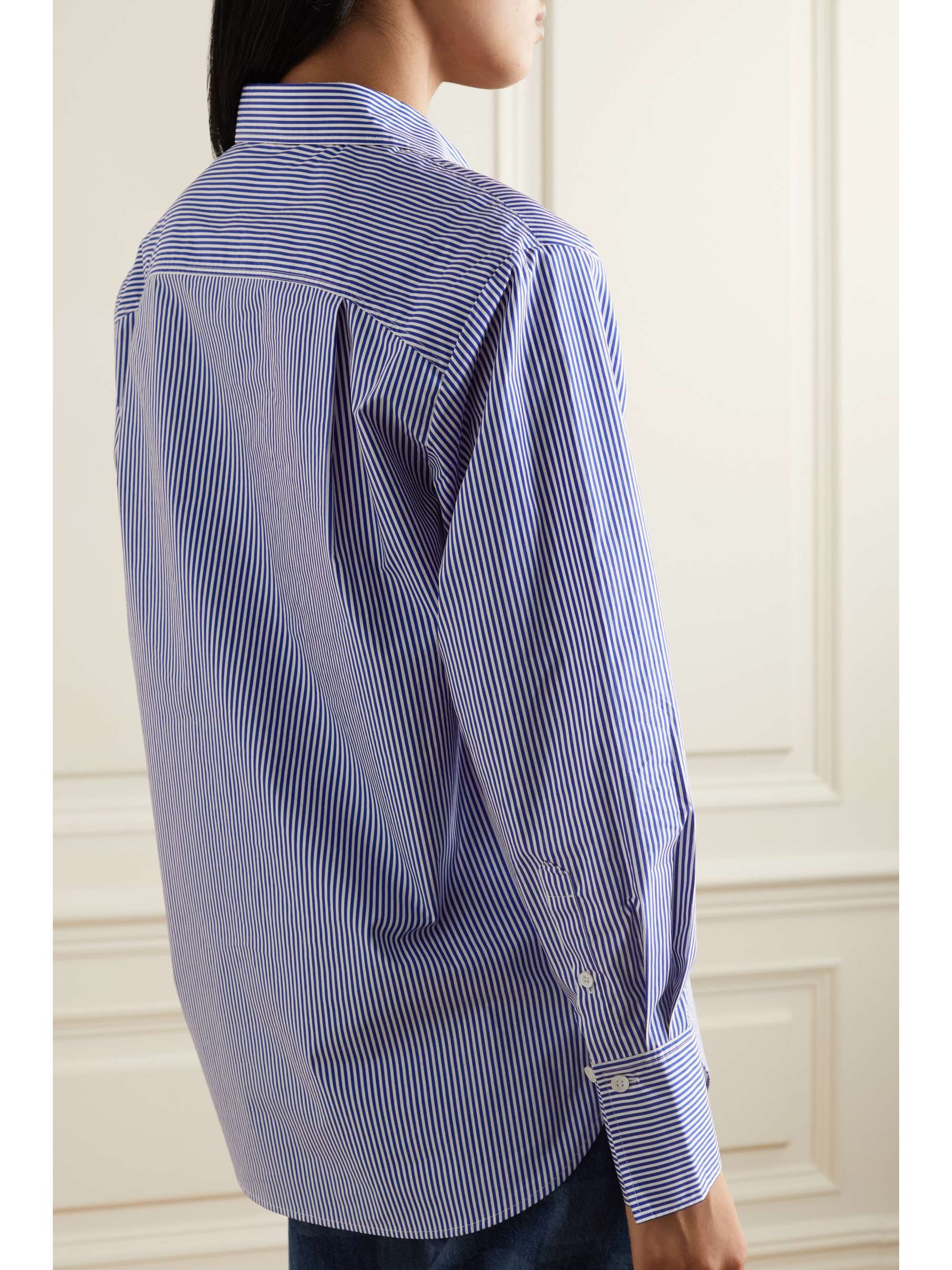 FRAME Oversized striped organic cotton-poplin shirt