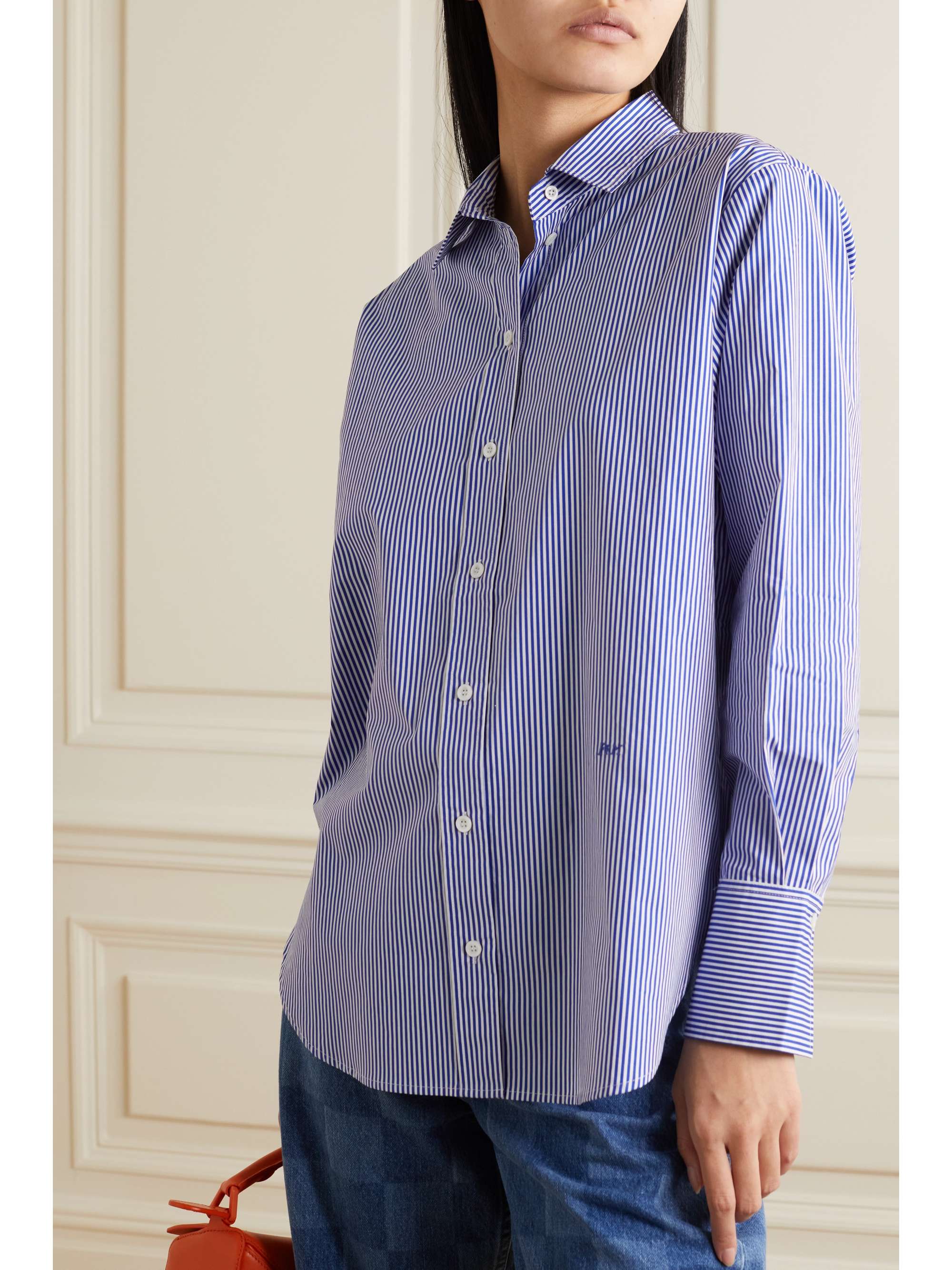 FRAME Oversized striped organic cotton-poplin shirt