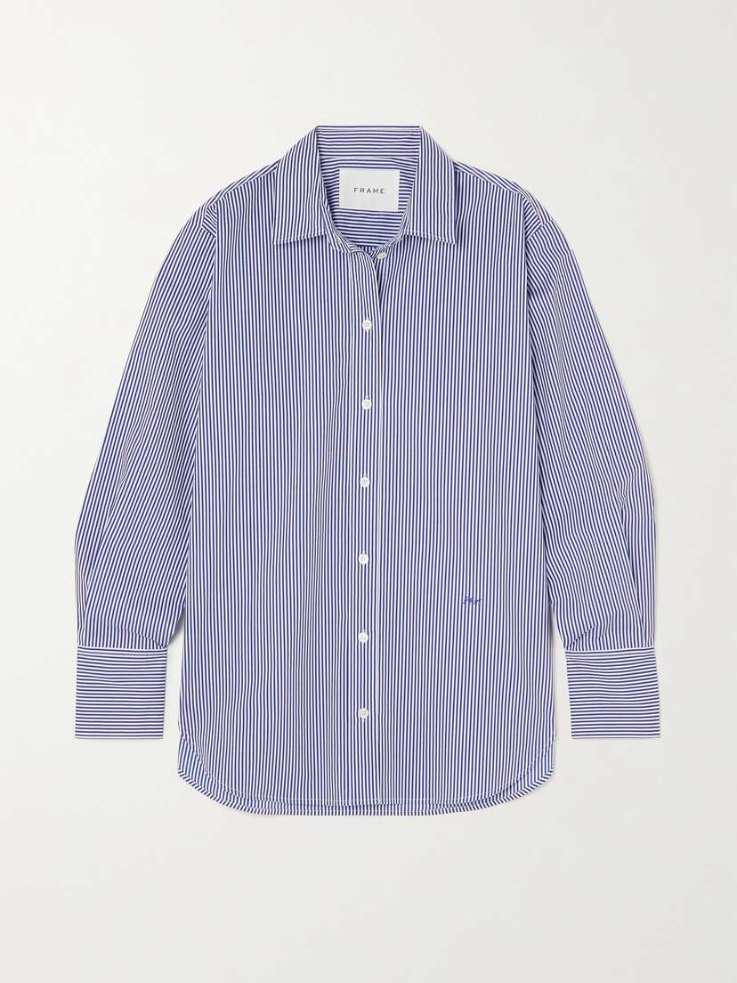 Frame Oversized Striped Organic Cotton-poplin Shirt
