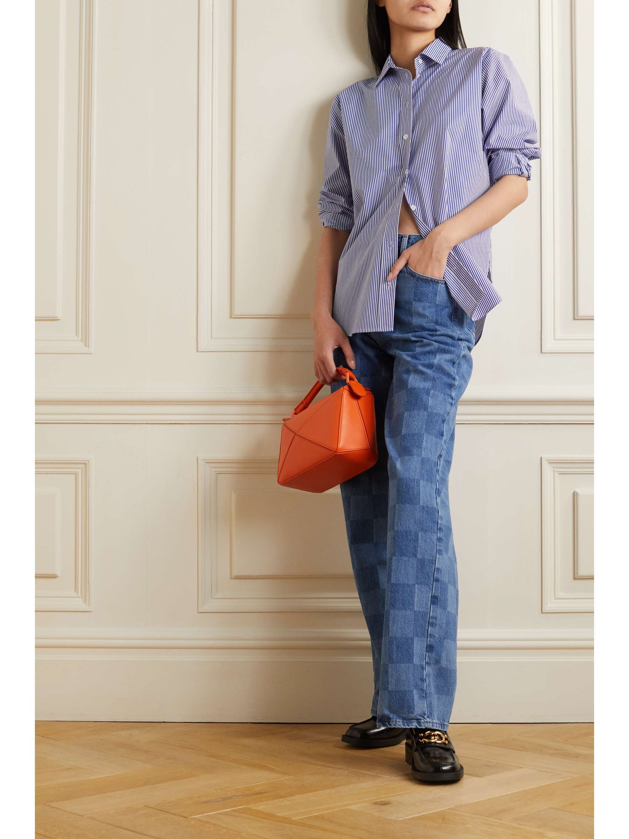 FRAME Oversized striped organic cotton-poplin shirt