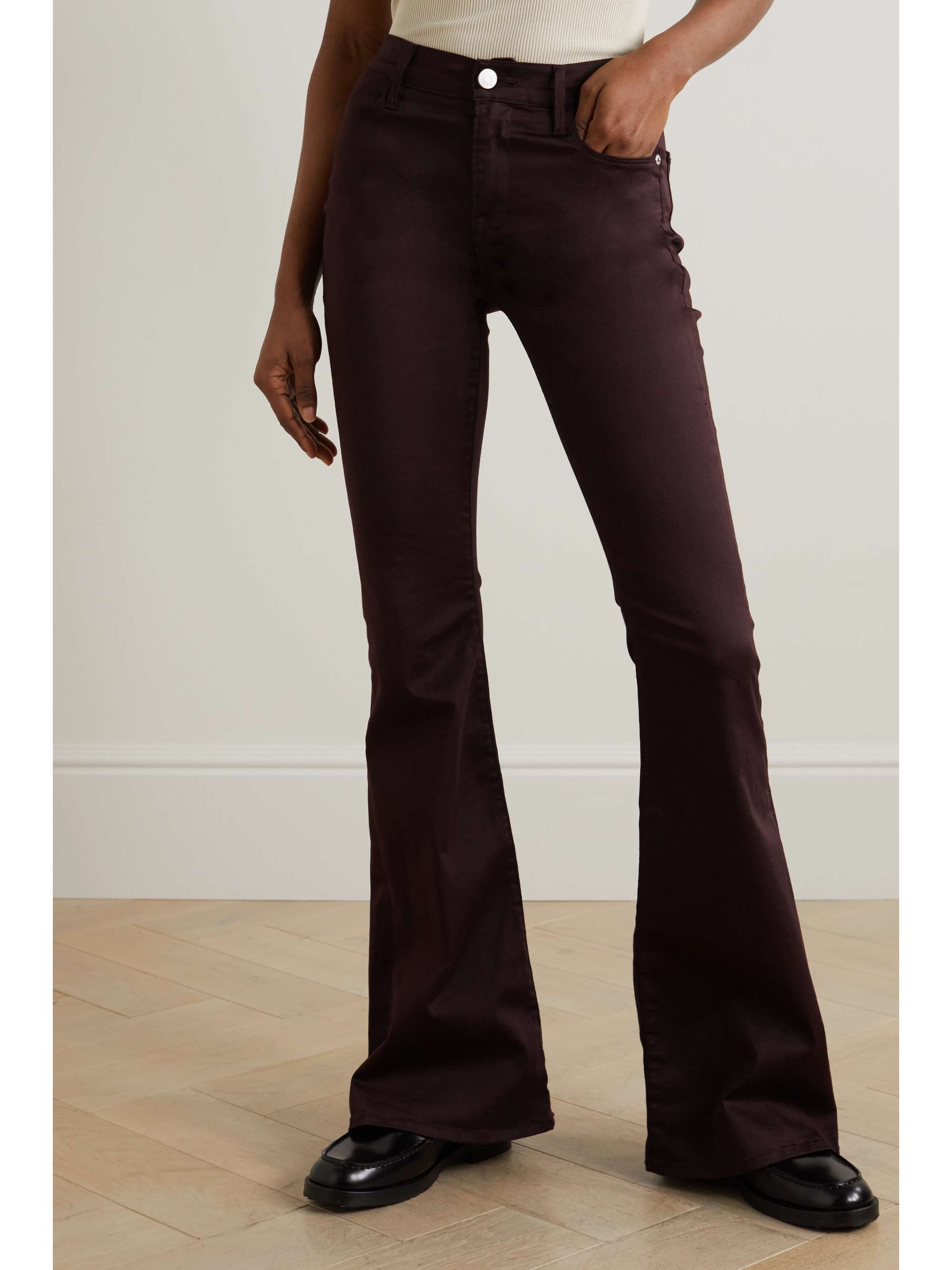 Burgundy Le High Flare highrise jeans FRAME NETAPORTER