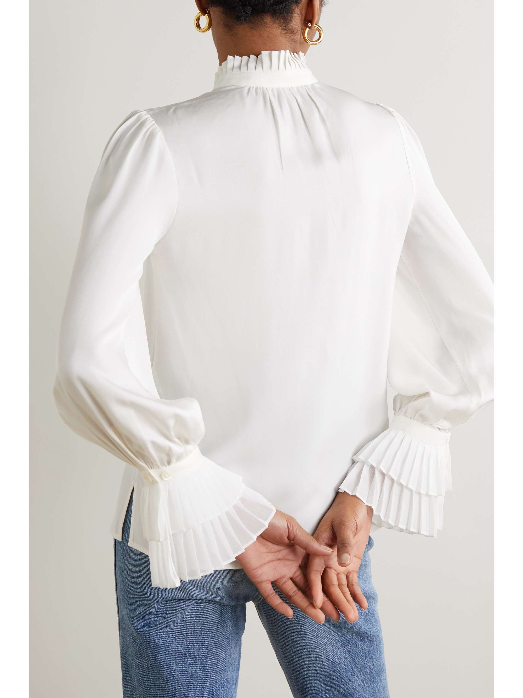 FRAME Pleated silk blouse NETAPORTER