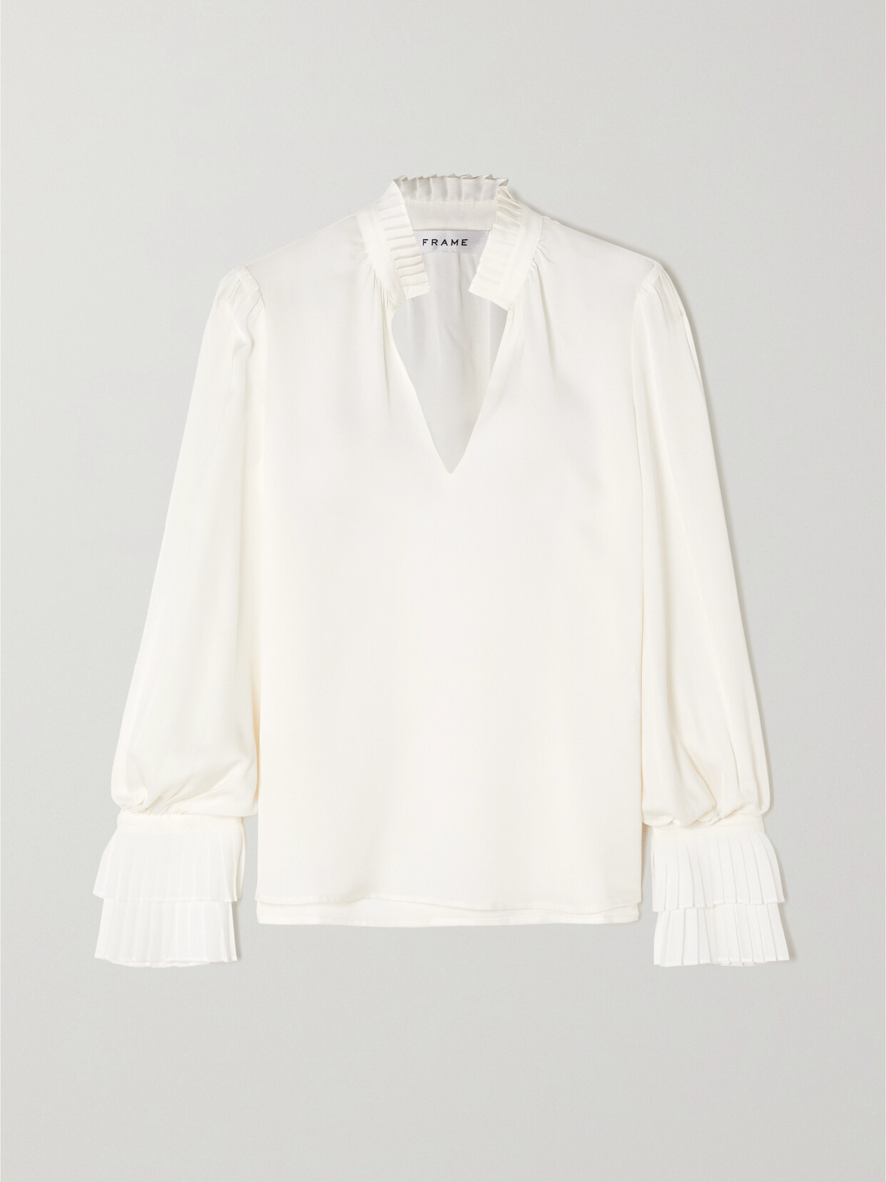 FRAME - Pleated Silk Blouse - White