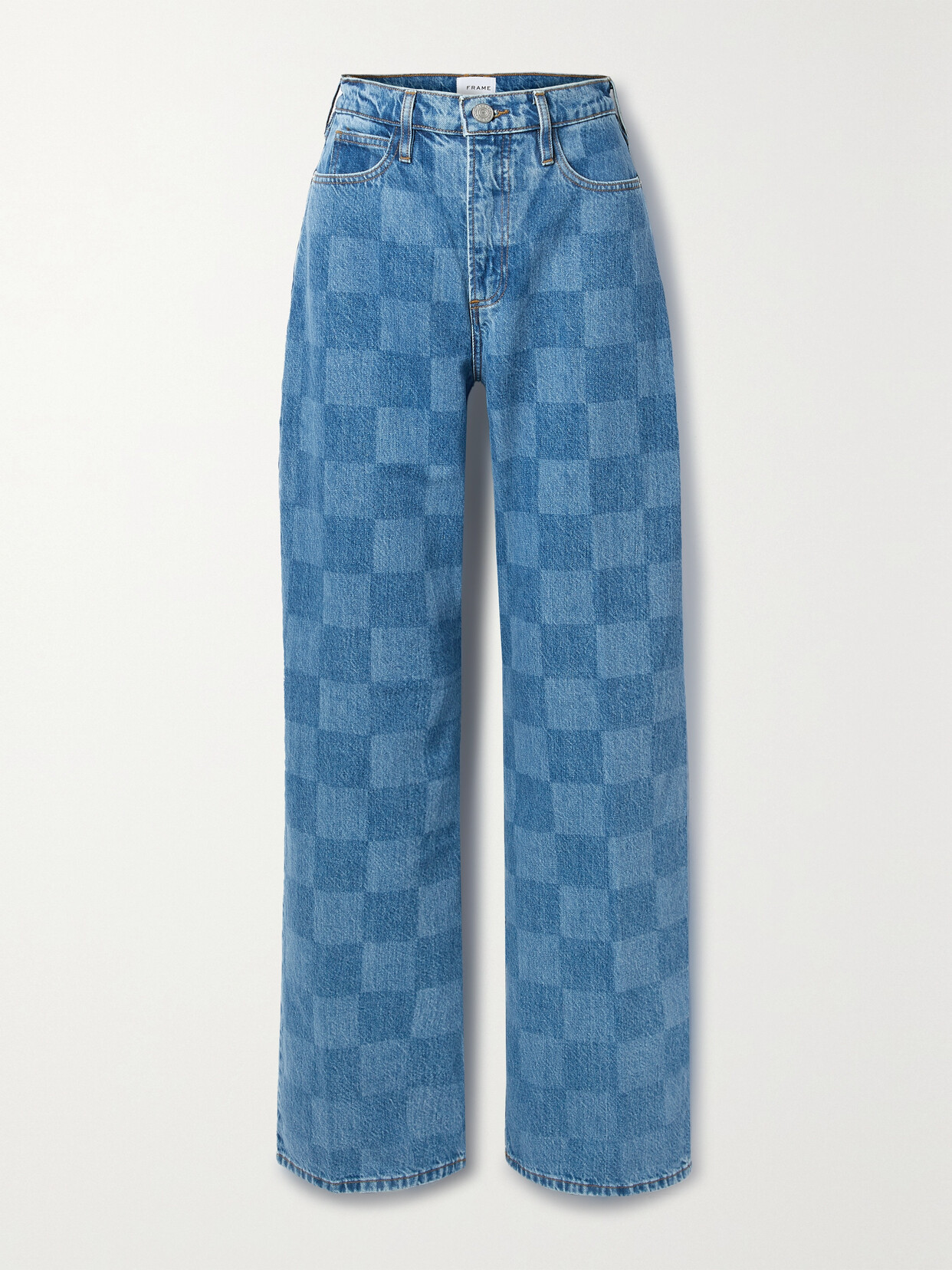 Frame Women's Le High 'n' Tight High-rise Wide-leg Jeans In Indigo Check