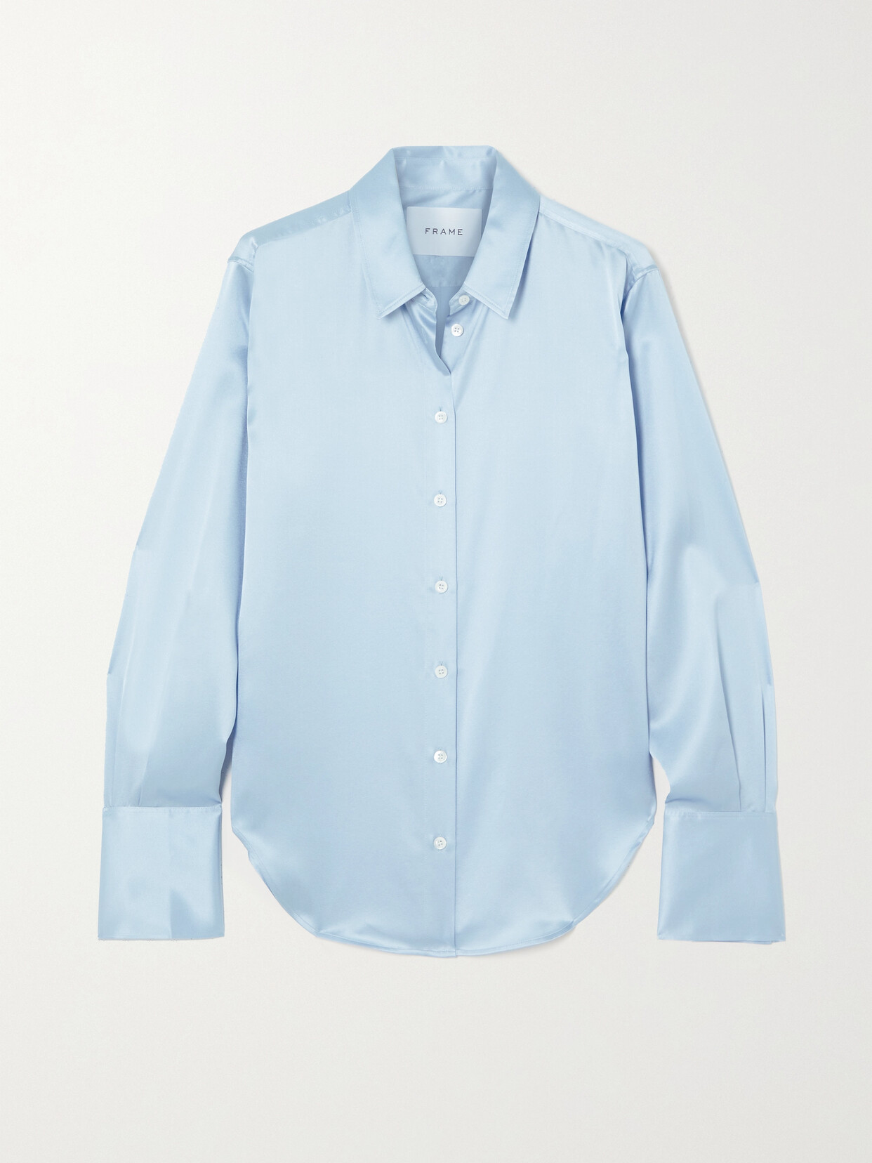 Frame The Standard Paneled Silk-blend Shirt In Blue