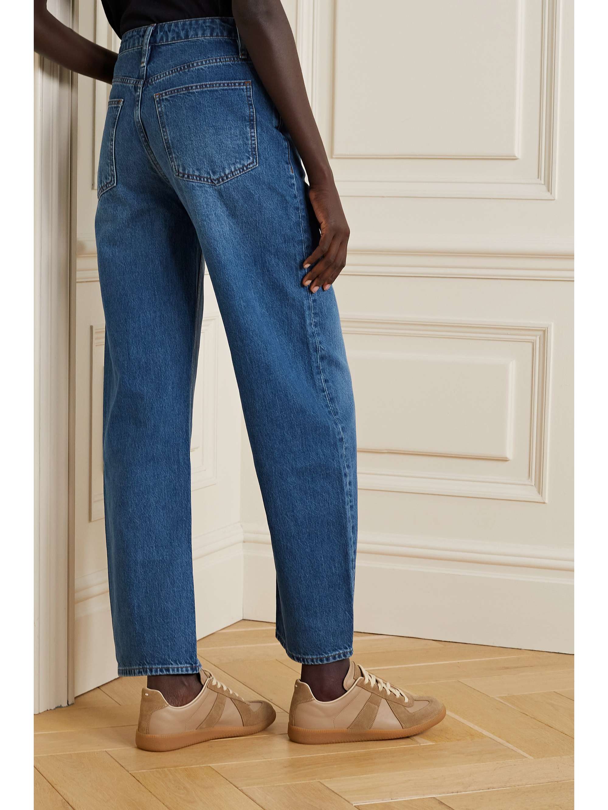 FRAME Long Barrel highrise tapered jeans NETAPORTER