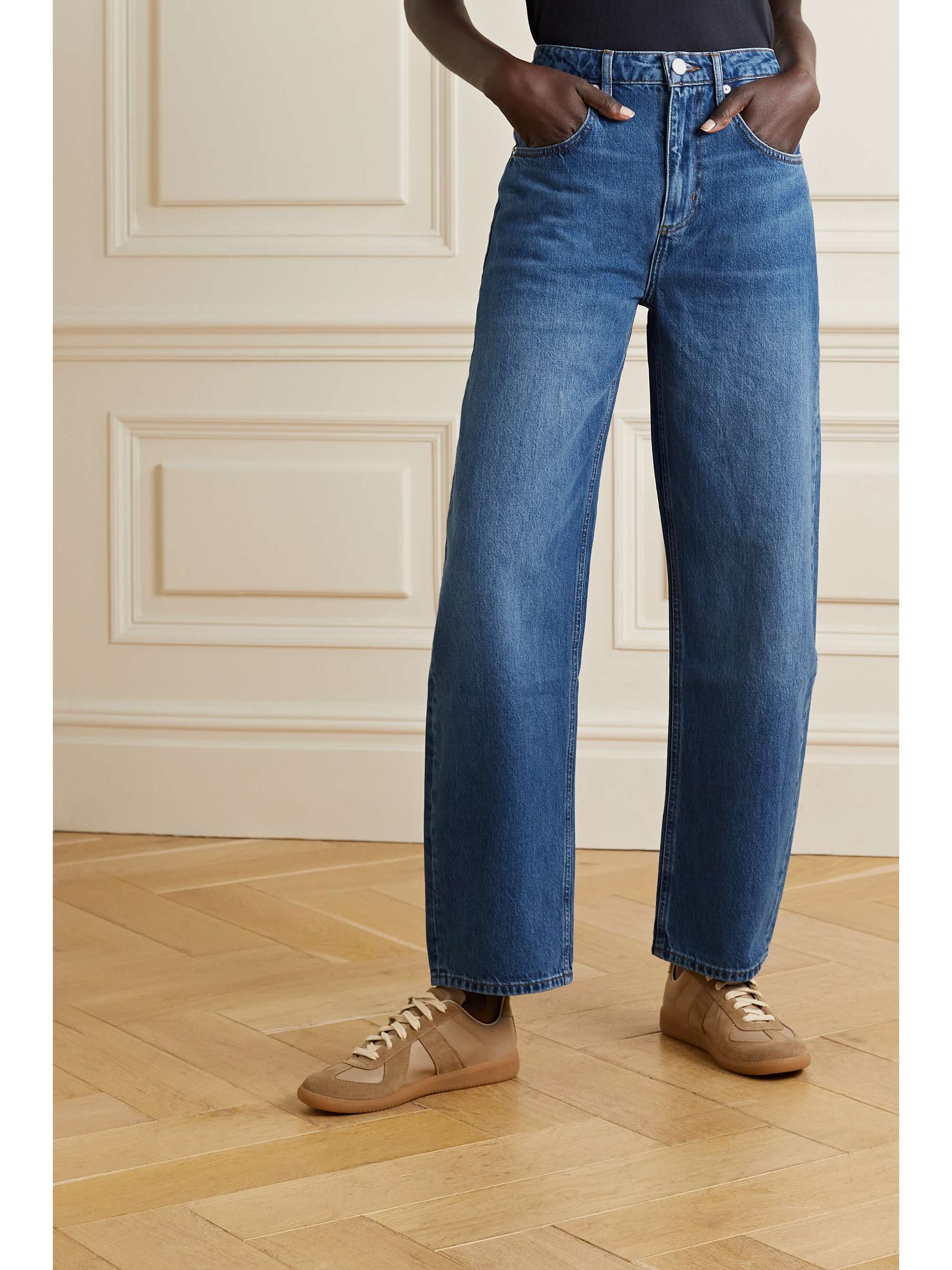 FRAME Long Barrel high-rise tapered jeans