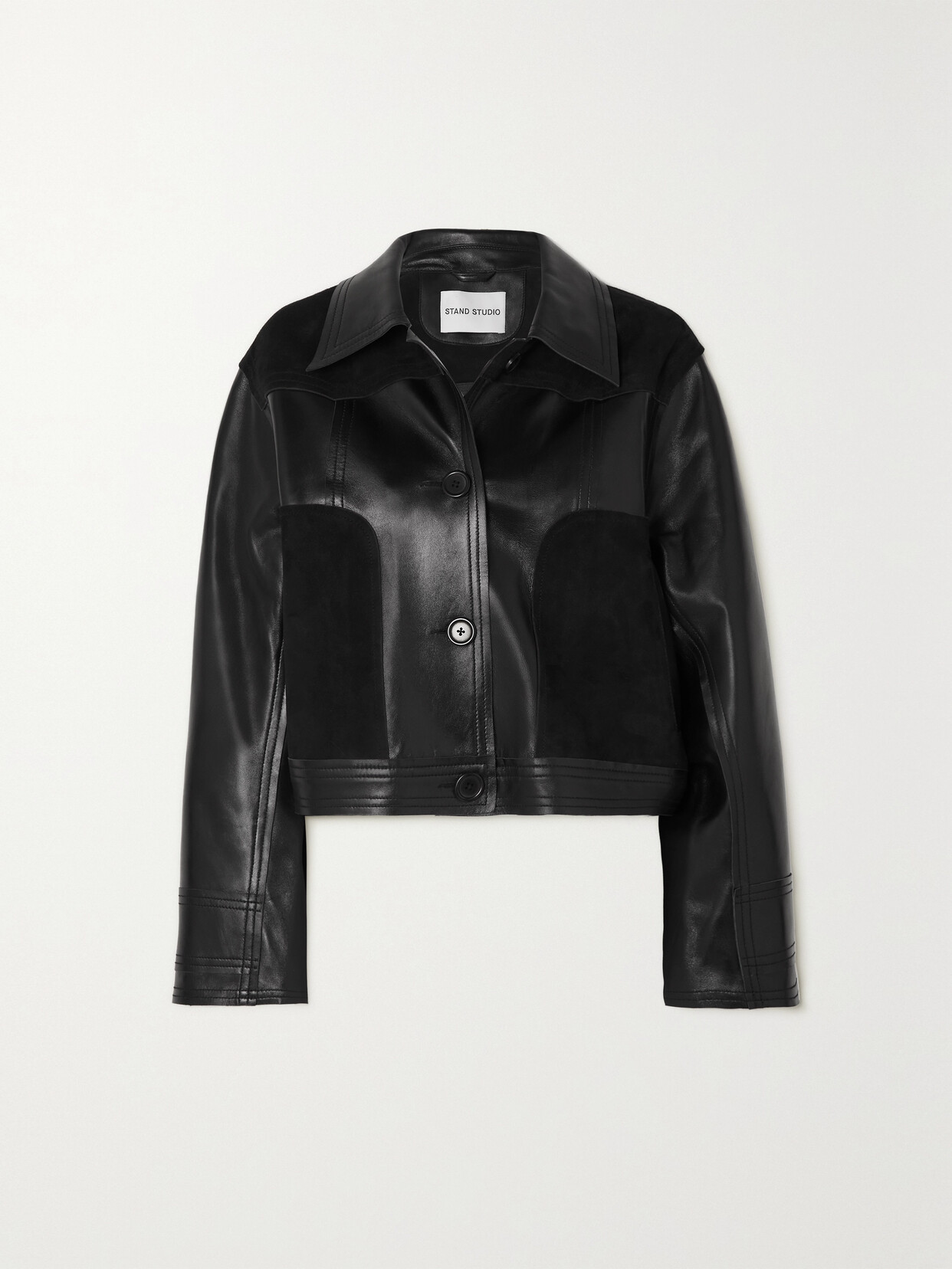 Stand Studio - California Suede-paneled Leather Jacket - Black