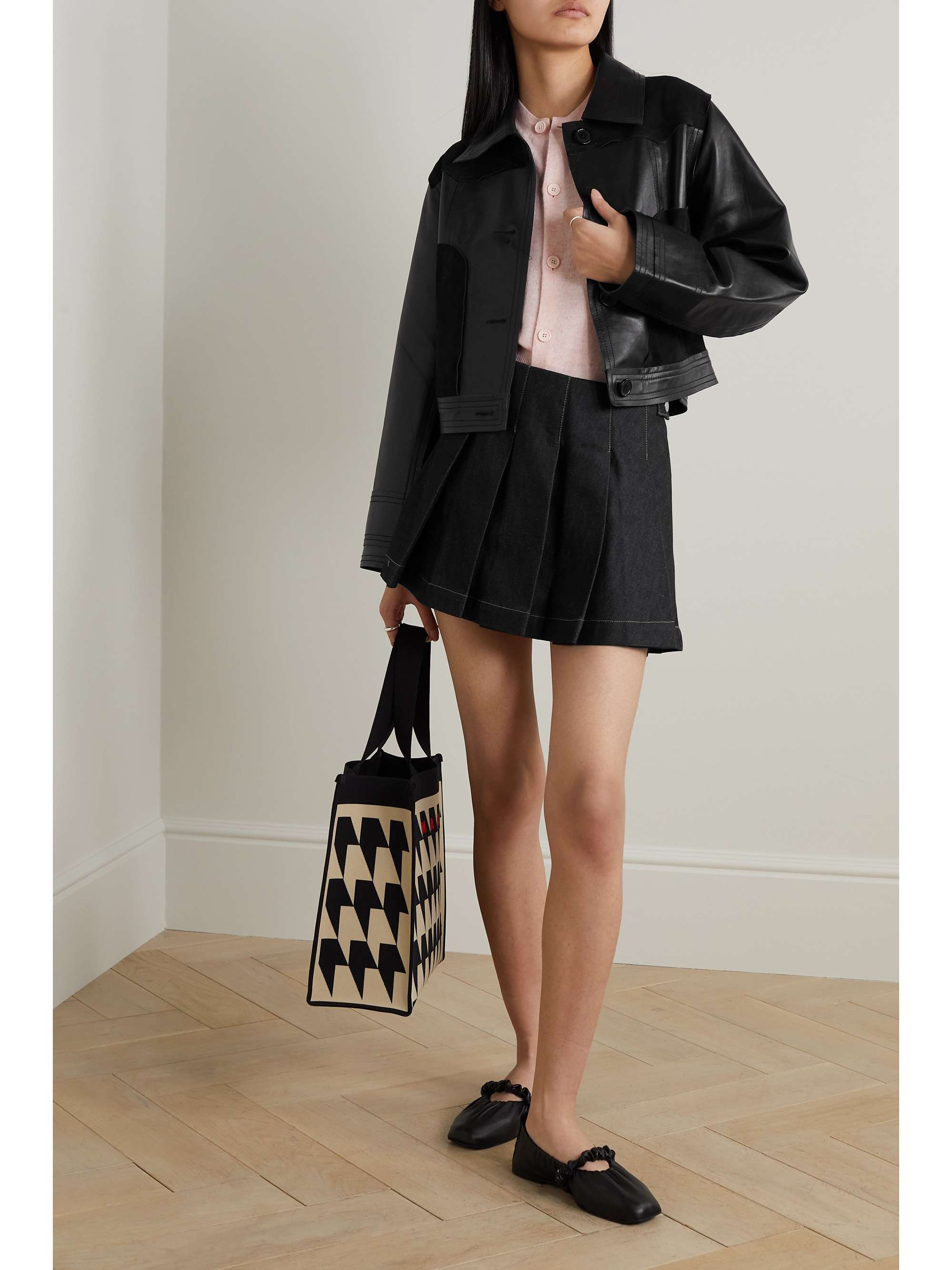 STAND STUDIO California suede-paneled leather jacket | NET-A-PORTER