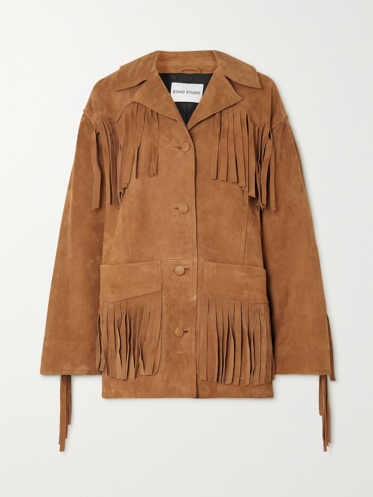 Stand Studio - Oversized Fringed Suede Jacket - Brown