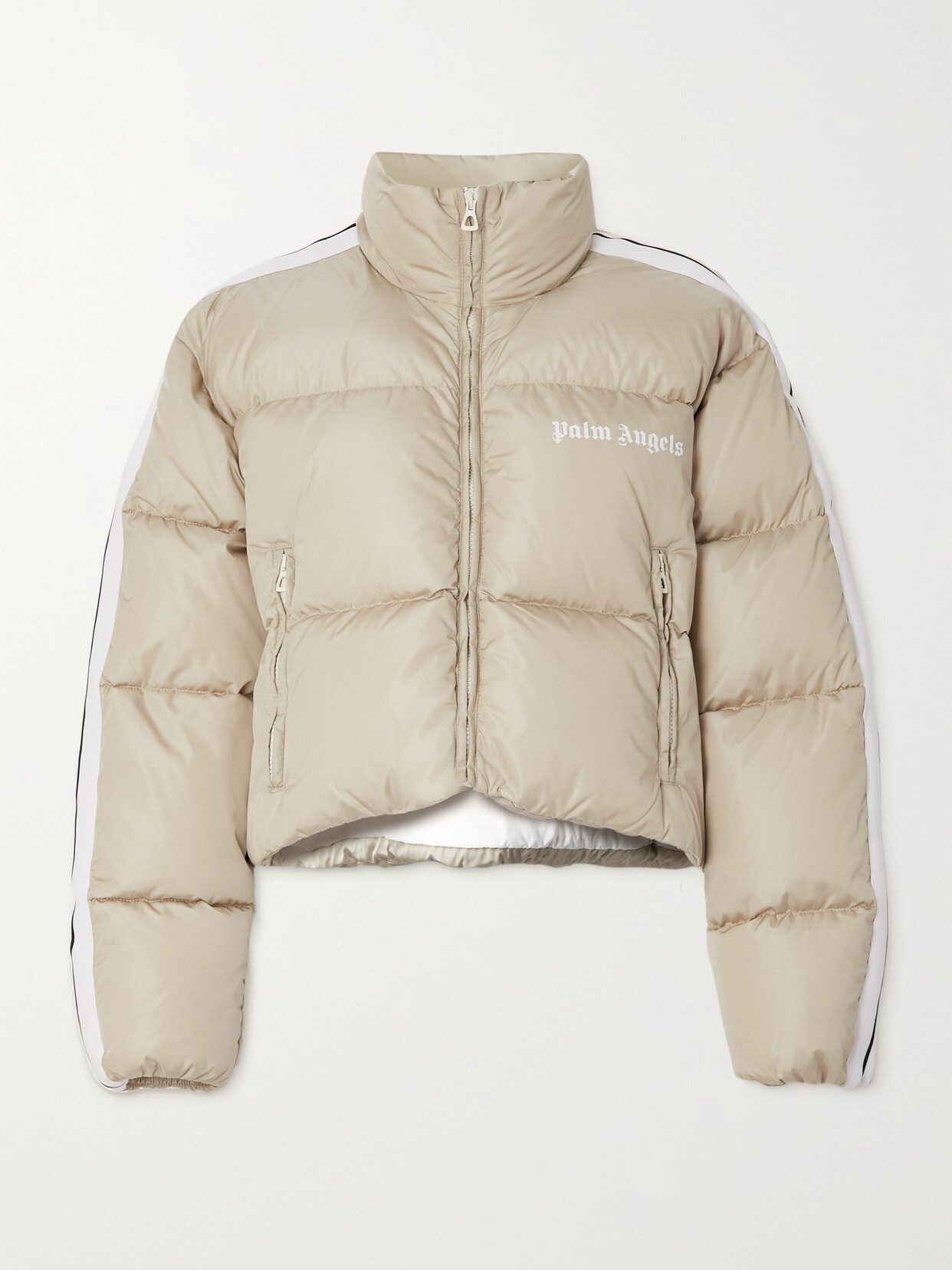 Palm Angels - Cropped Webbing-trimmed Padded Shell Down Jacket - Neutrals