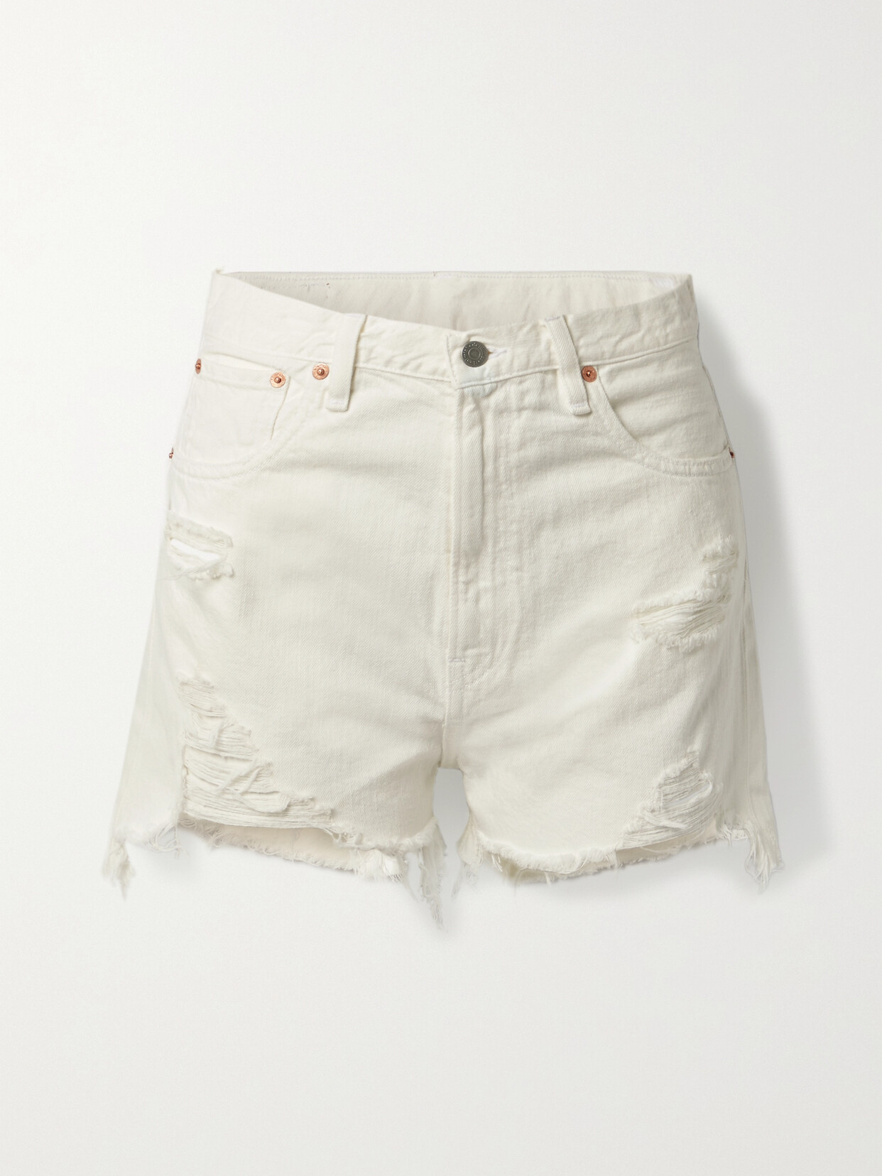 Denimist - Nic Distressed Denim Shorts - White