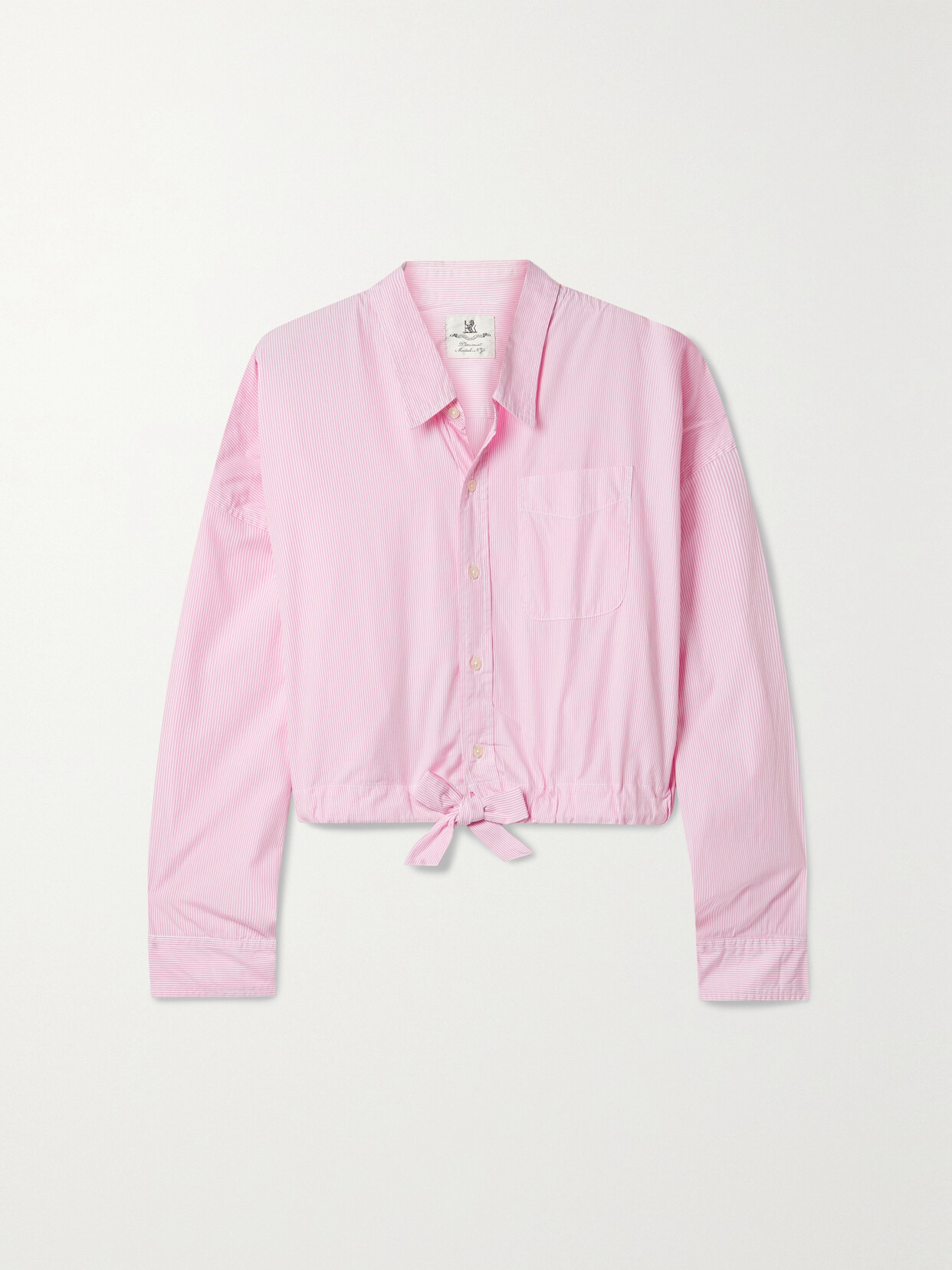 Denimist - Cropped Tie-front Striped Cotton-poplin Shirt - Pink