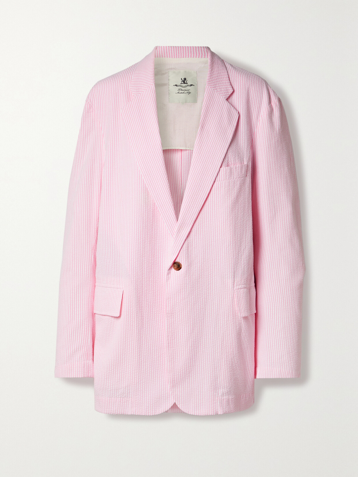 Denimist Pinstriped Seersucker Blazer In Pink