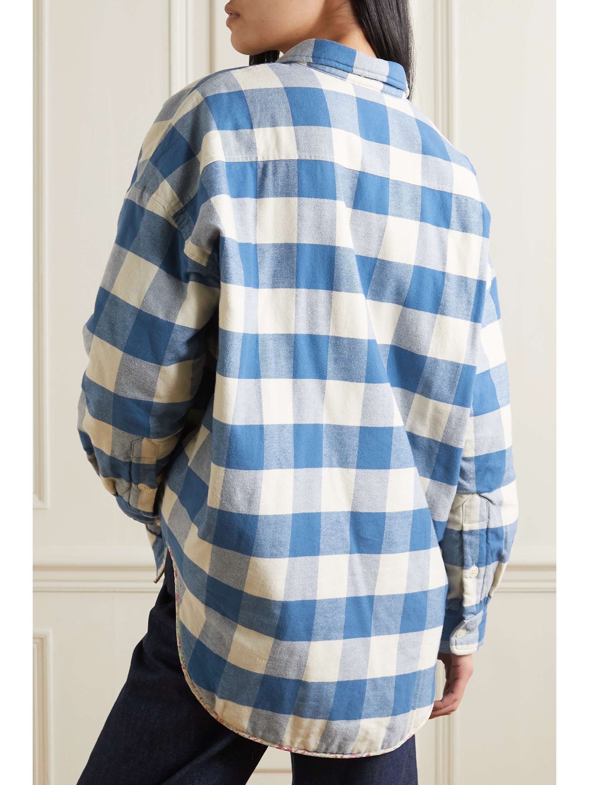 DENIMIST Giacca imbottita oversize in flanella di cotone a quadri