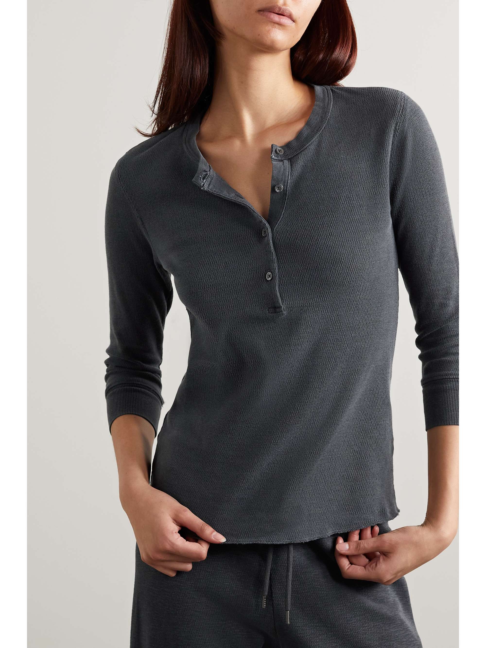 JAMES PERSE Slub cotton-mesh top