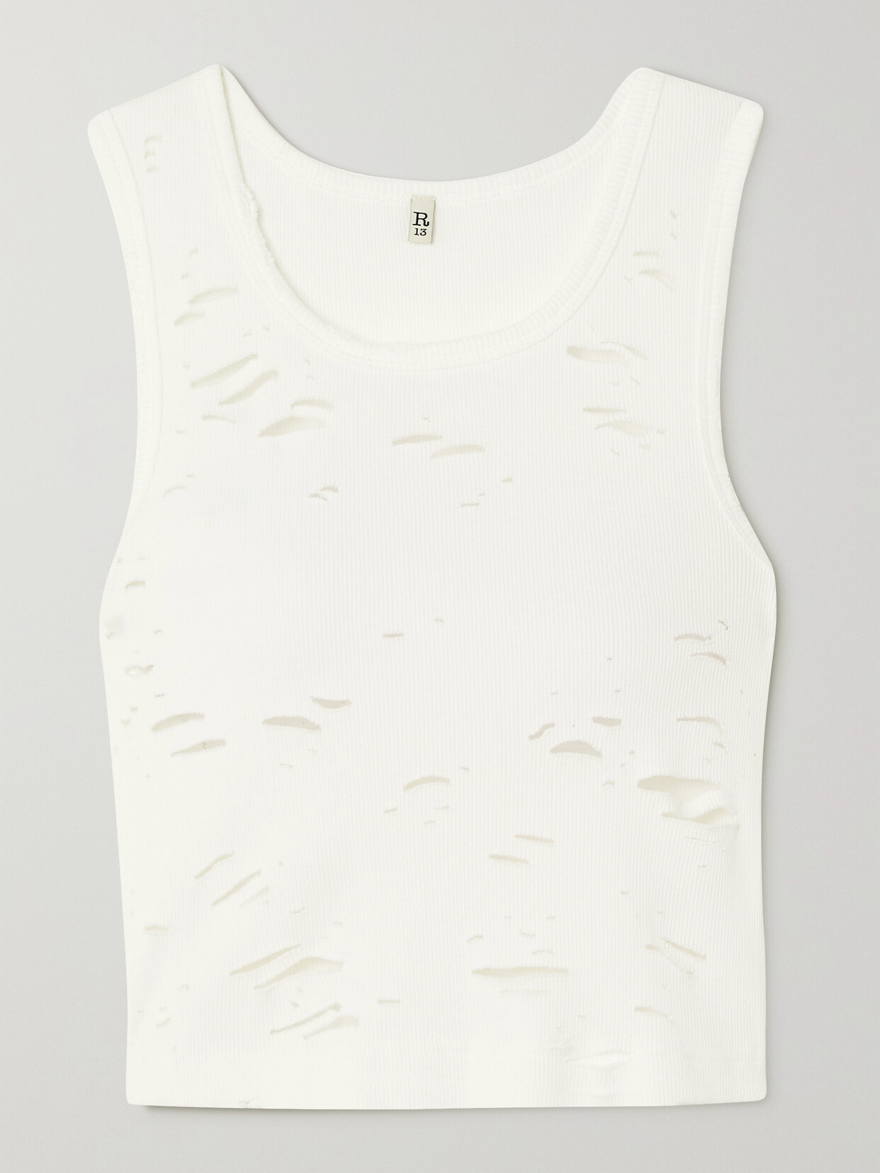 R13 - Distressed Cotton Tank - White