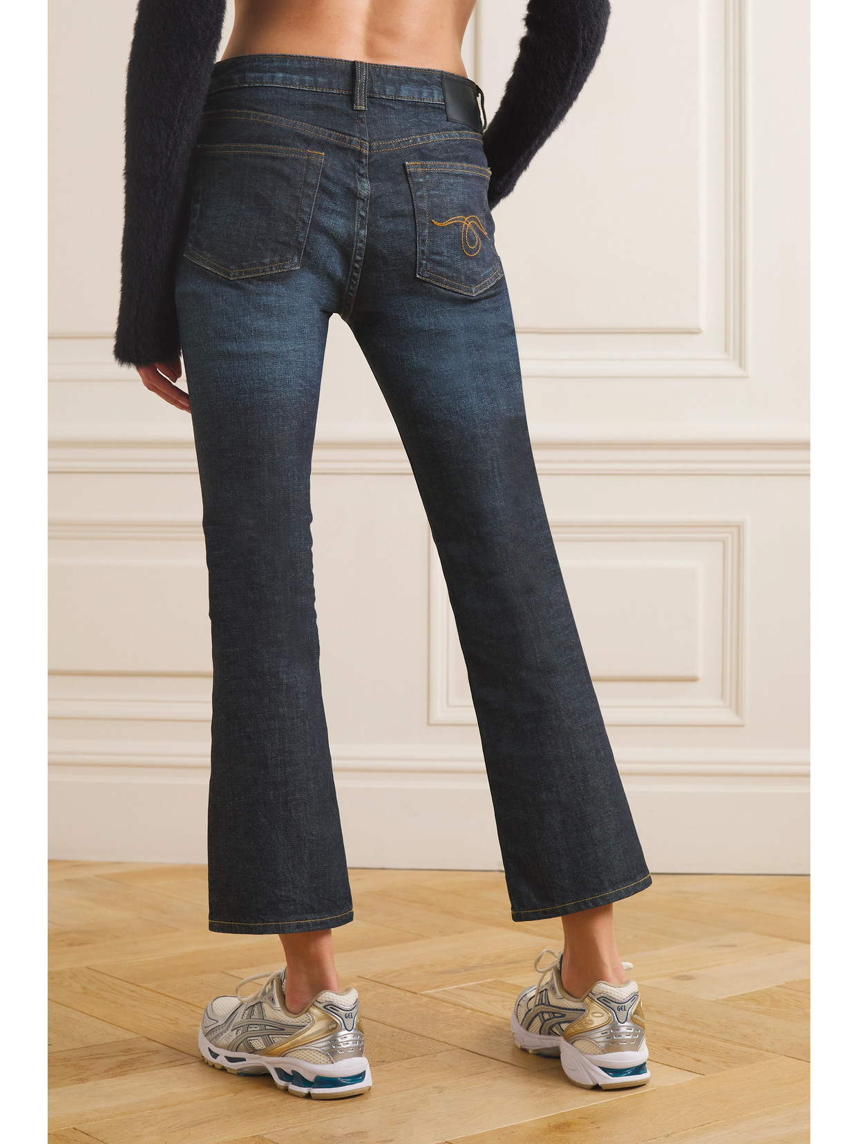R13 Kick Fit Cropped High-rise Flared Jeans In Blue