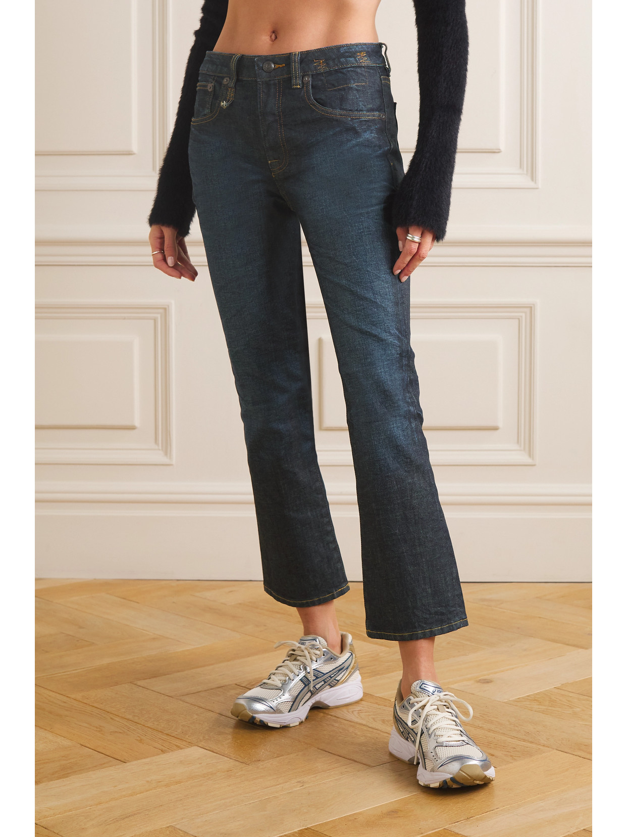 R13 Kick Fit Cropped High-rise Flared Jeans In Blue