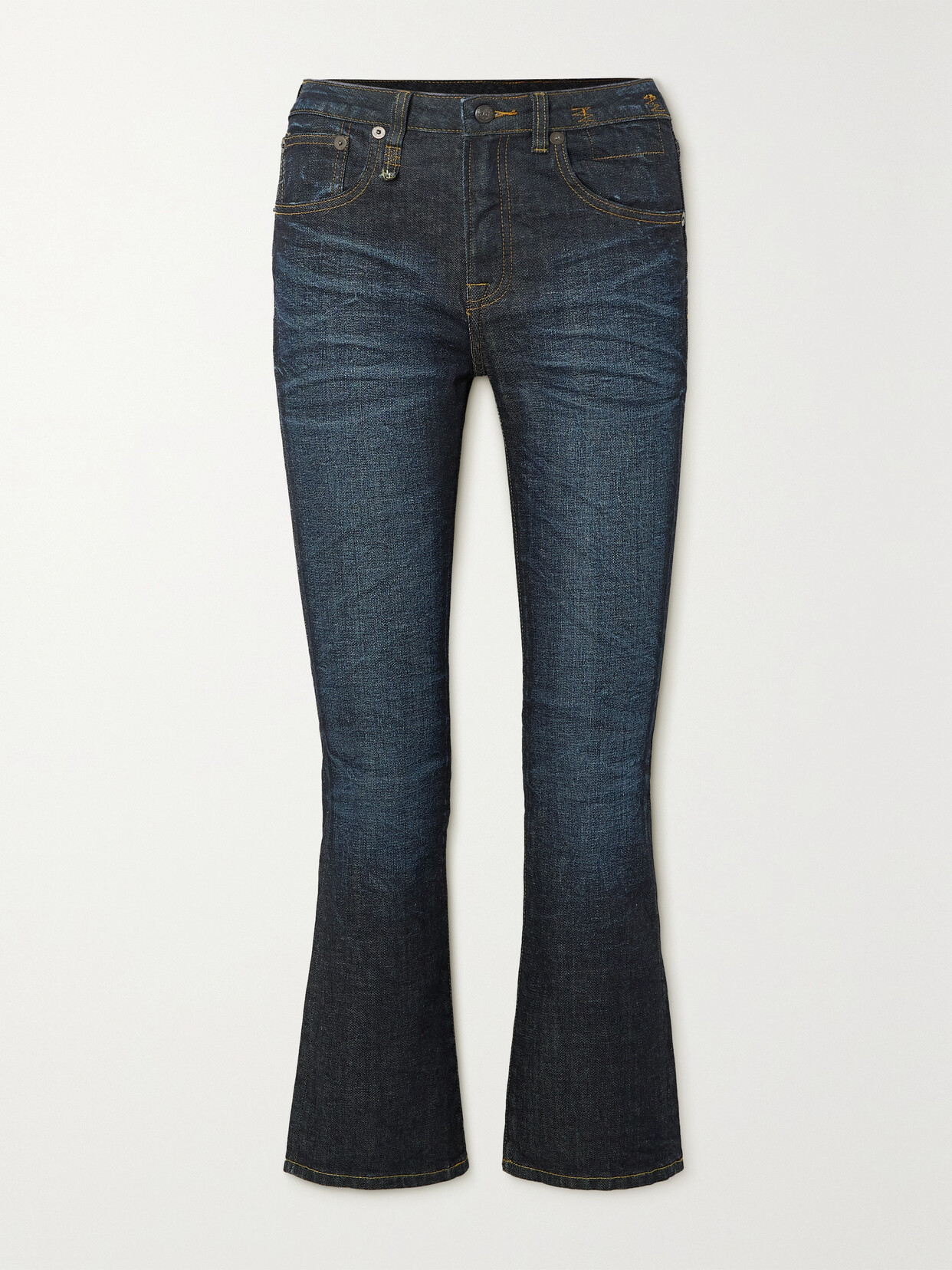 R13 Kick Fit Cropped High-rise Flared Jeans In Blau