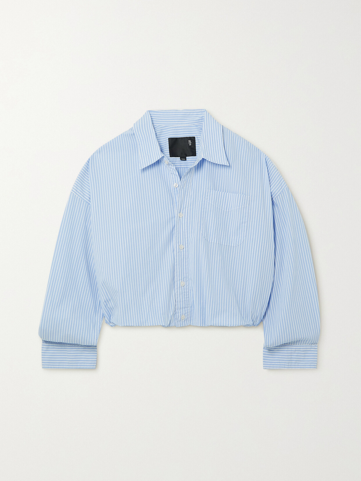 R13 - Gathered Striped Stretch-cotton Poplin Shirt - Blue