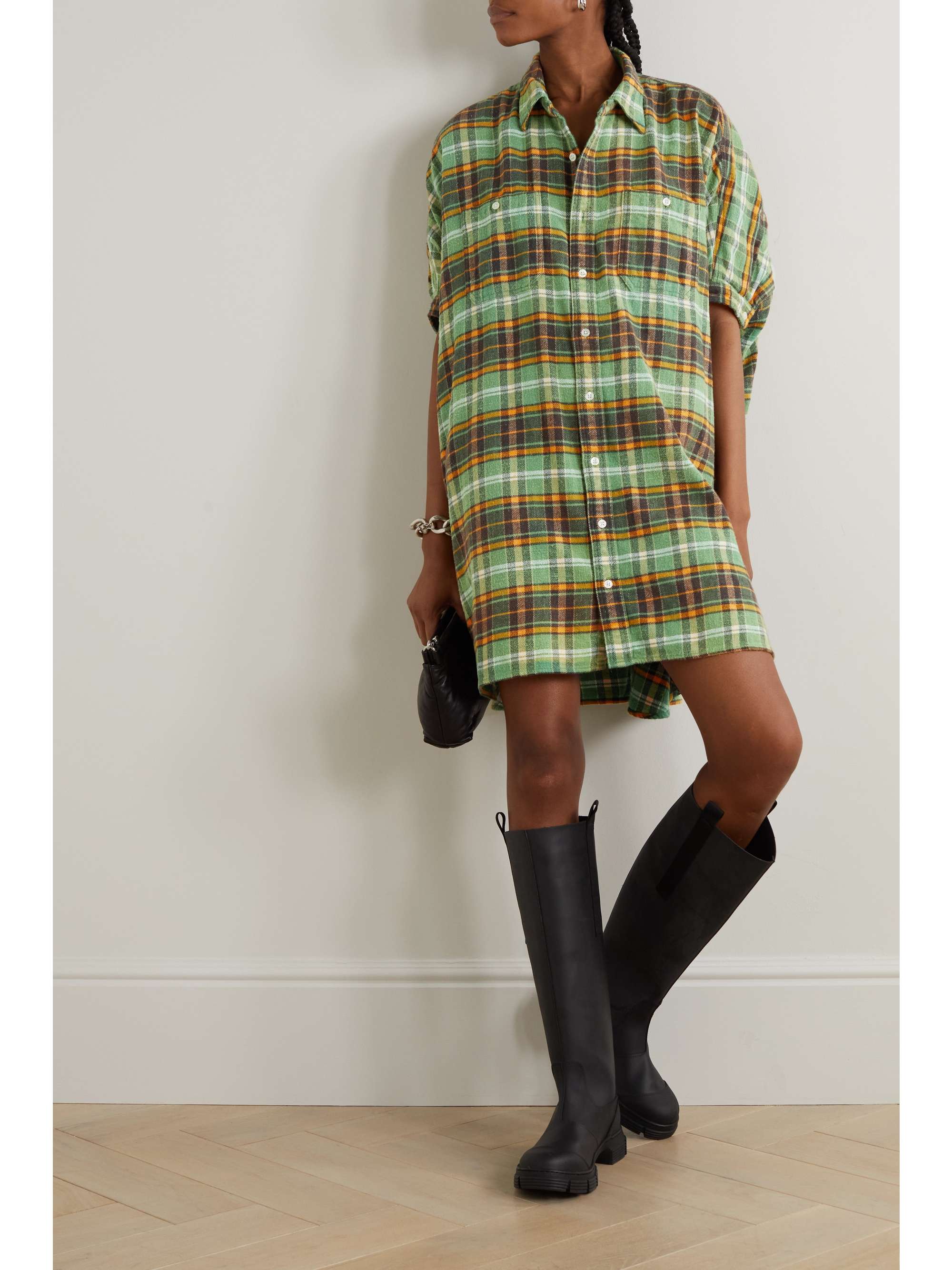 コットンフランネル ミニ シャツワンピース チェック柄 | NET-A-PORTER
