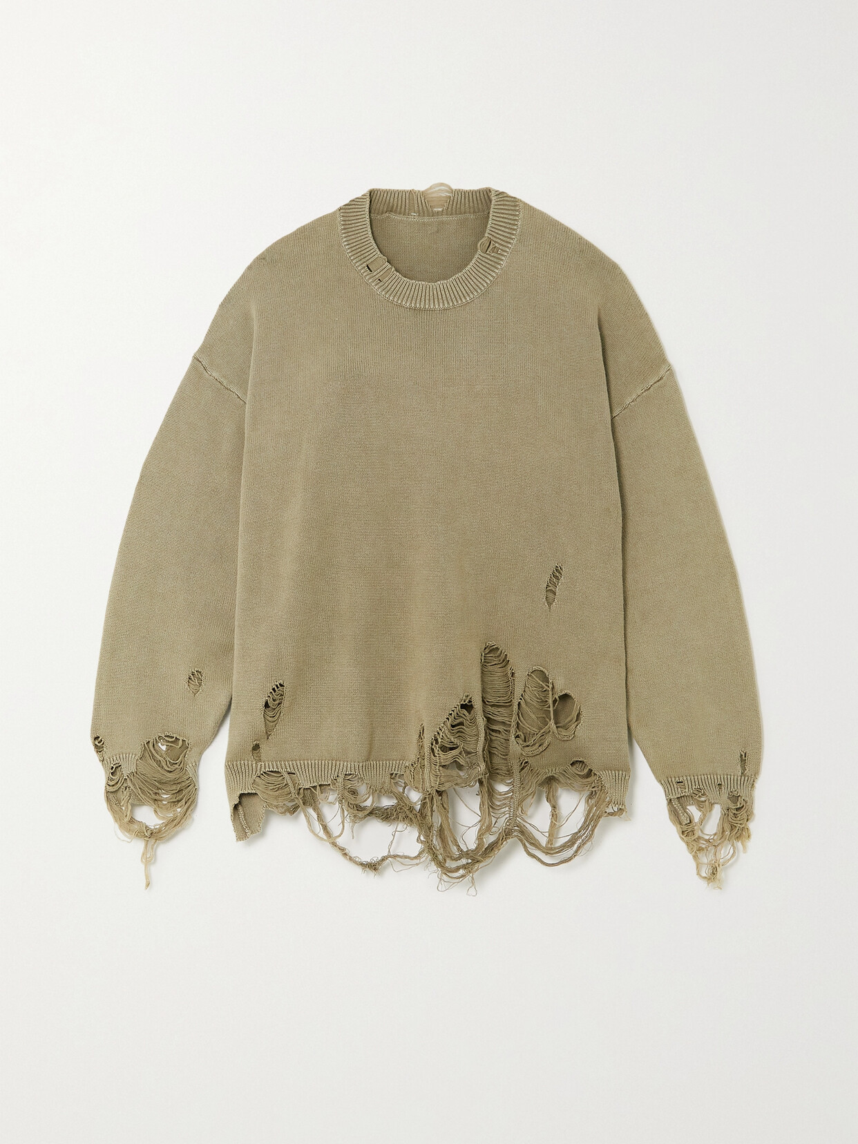 R13 - Oversized Distressed Cotton Sweater - Green