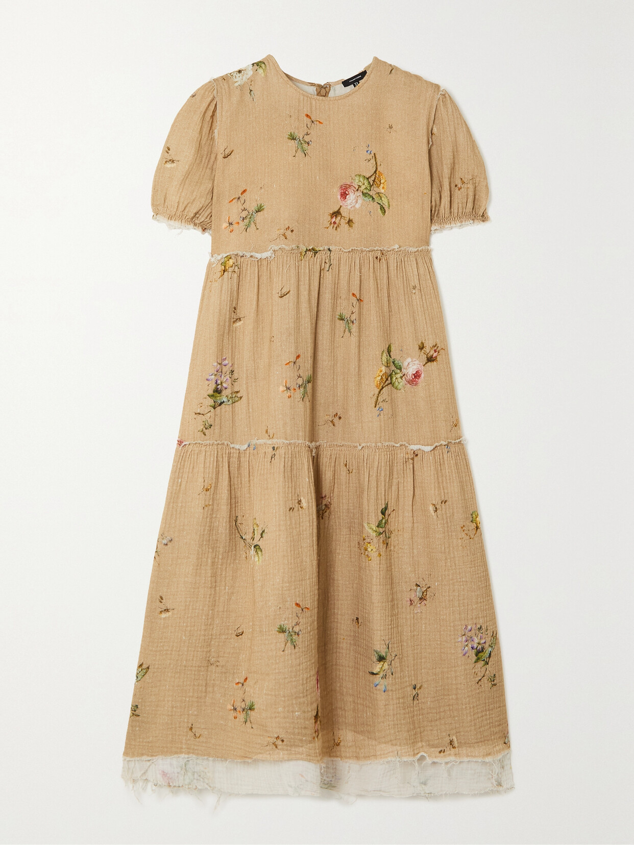 R13 - Distressed Floral-print Cotton-voile Dress - Neutrals