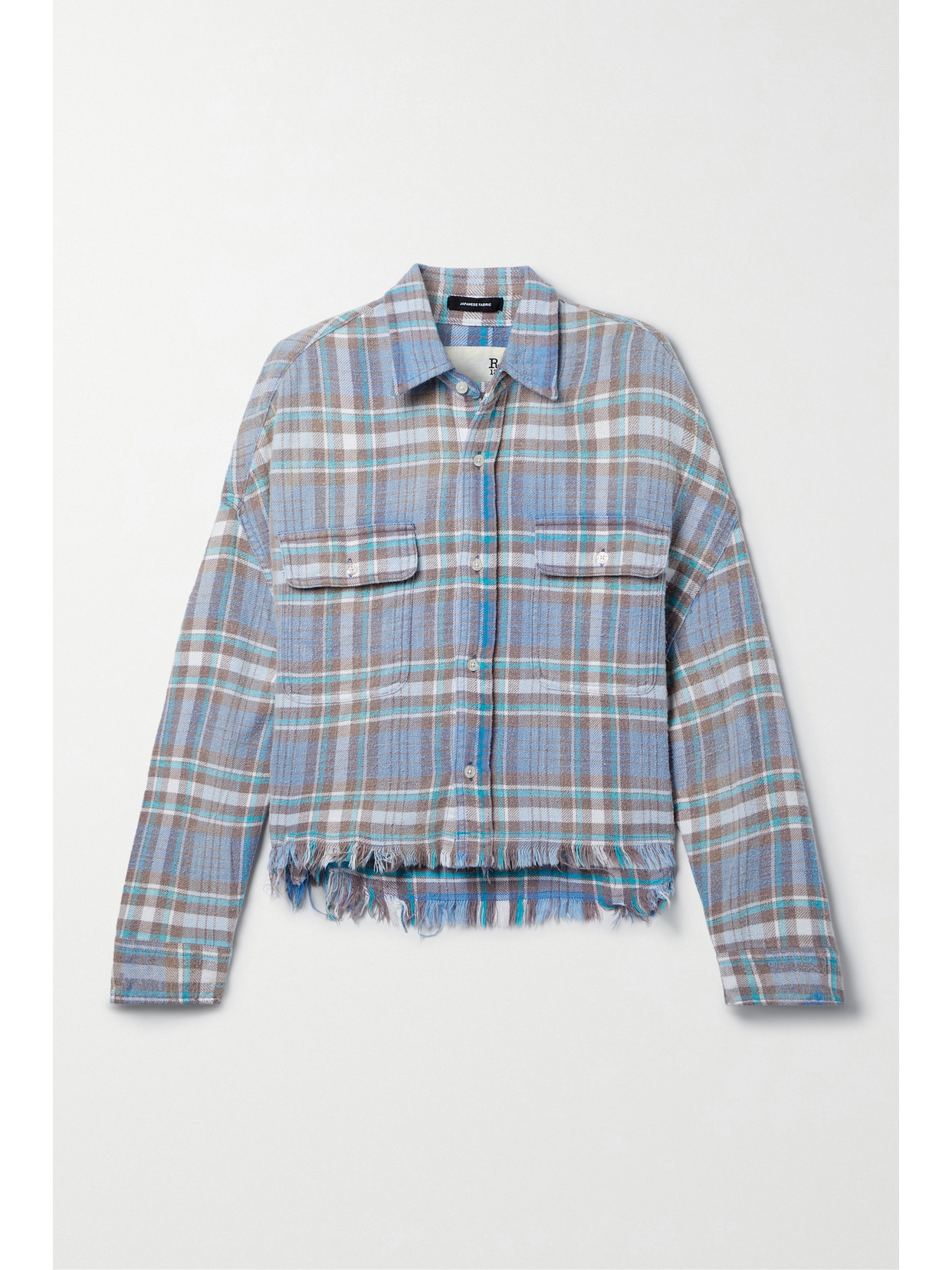 R13 - Frayed Checked Washed-cotton Shirt - Blue