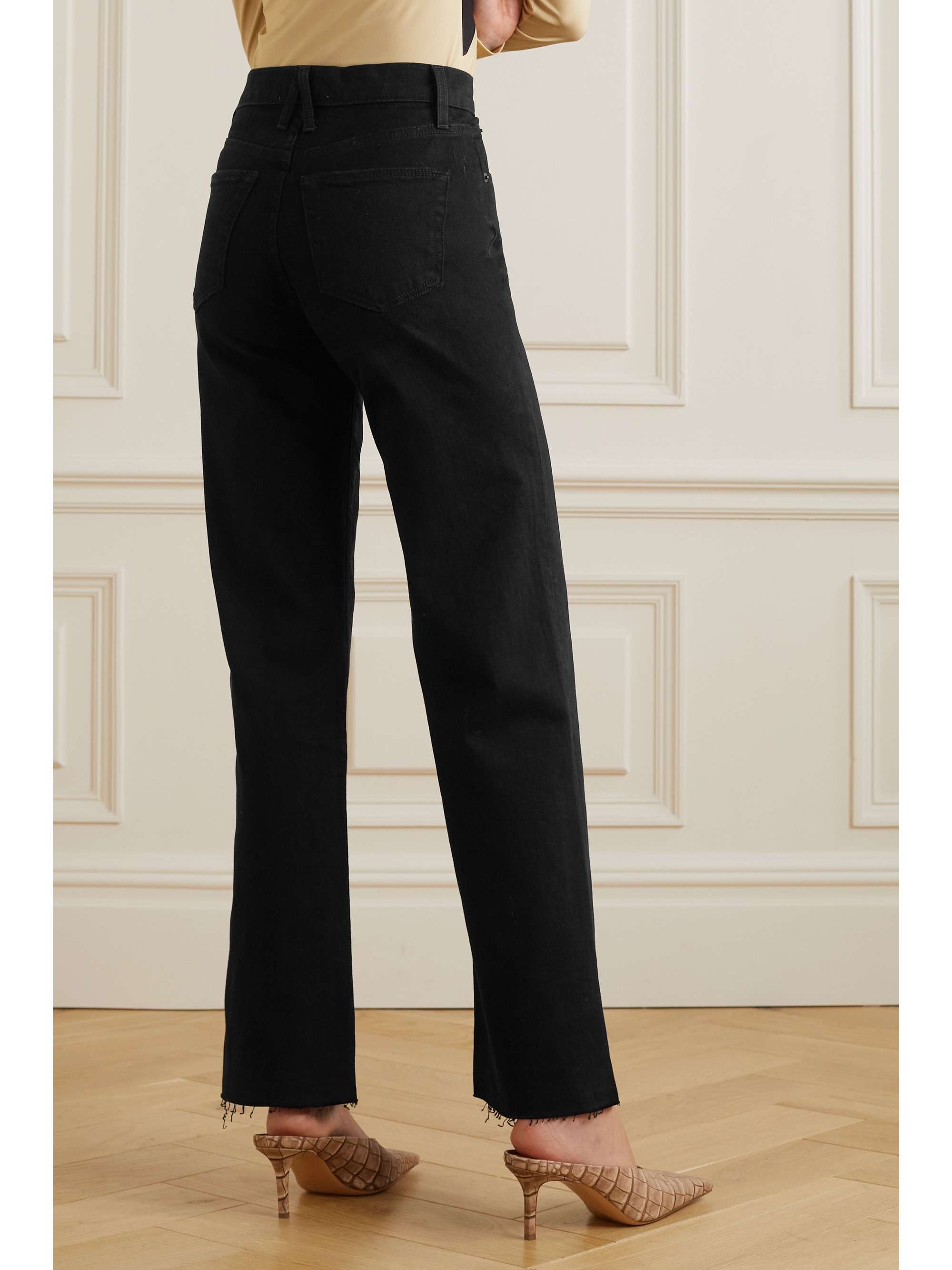 SLVRLAKE Grace frayed high-rise wide-leg jeans