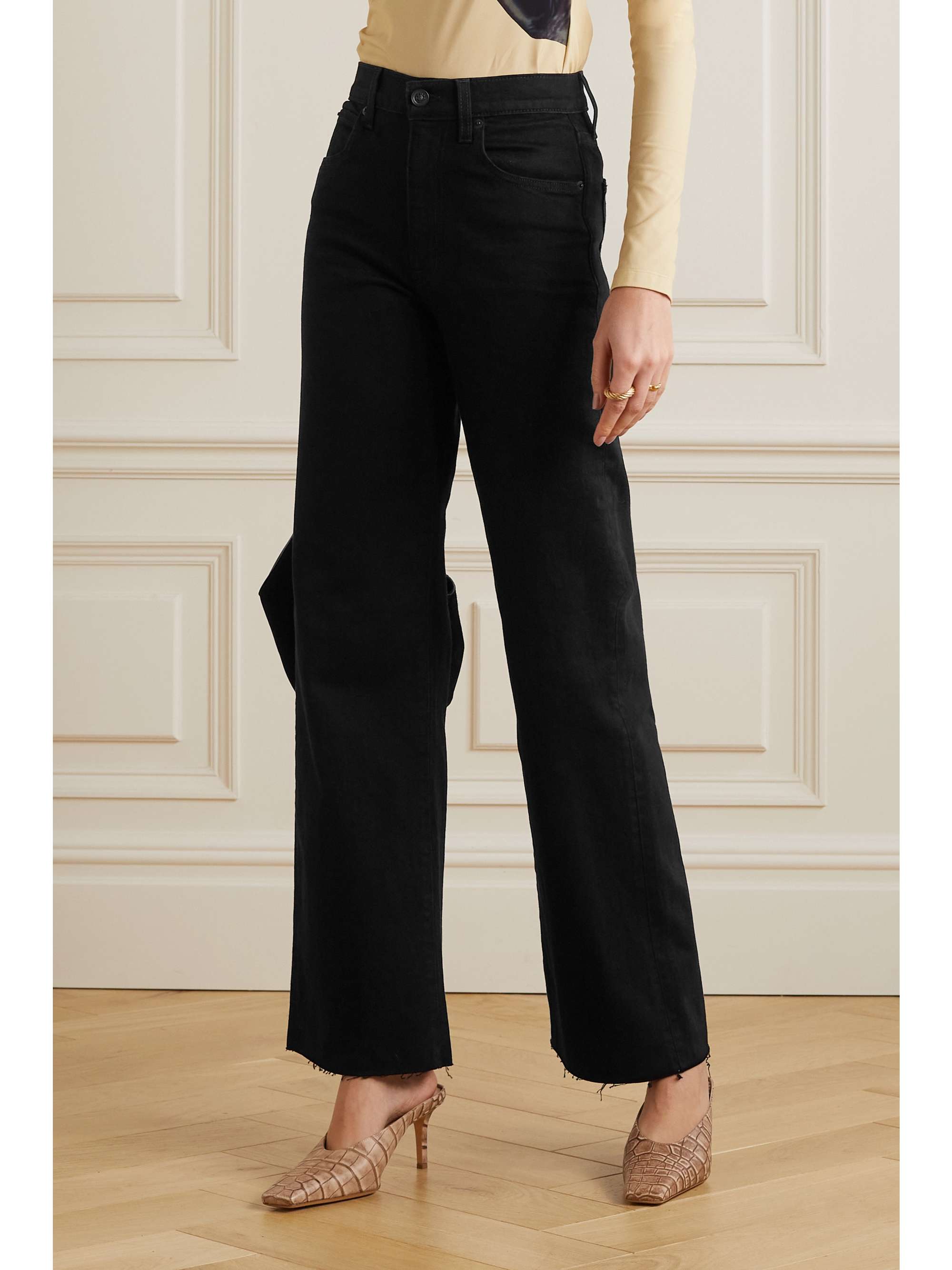 SLVRLAKE Grace frayed high-rise wide-leg jeans