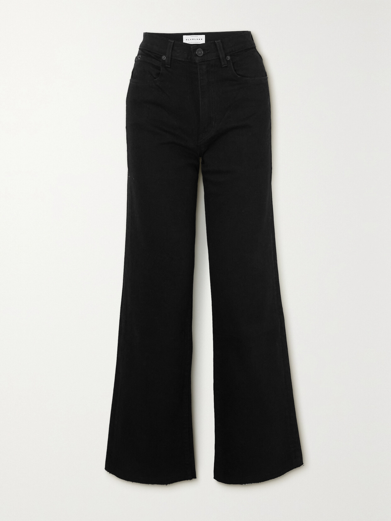 SLVRLAKE - + Net Sustain Grace Frayed High-rise Wide-leg Jeans - Black