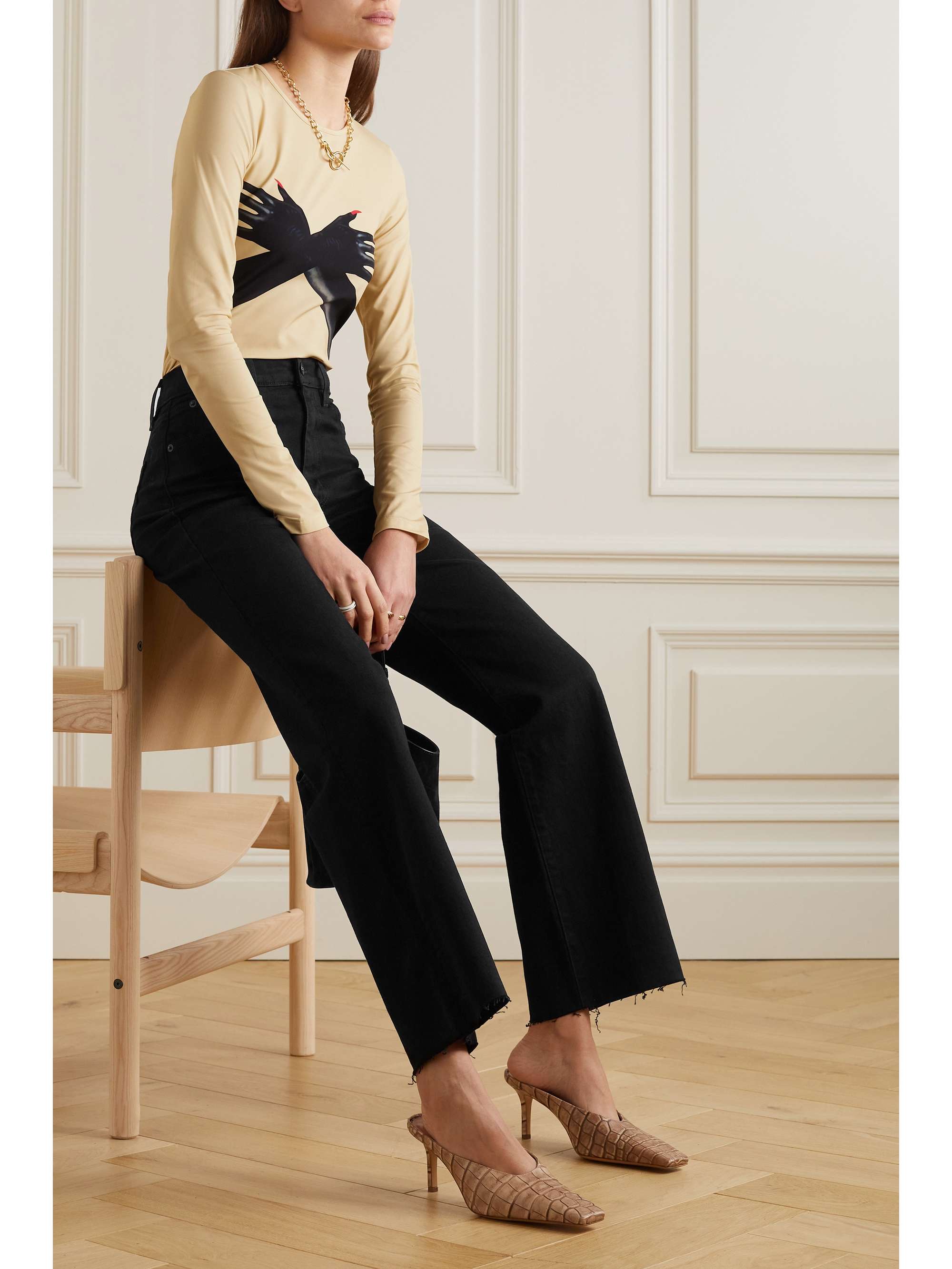 SLVRLAKE Grace frayed high-rise wide-leg jeans