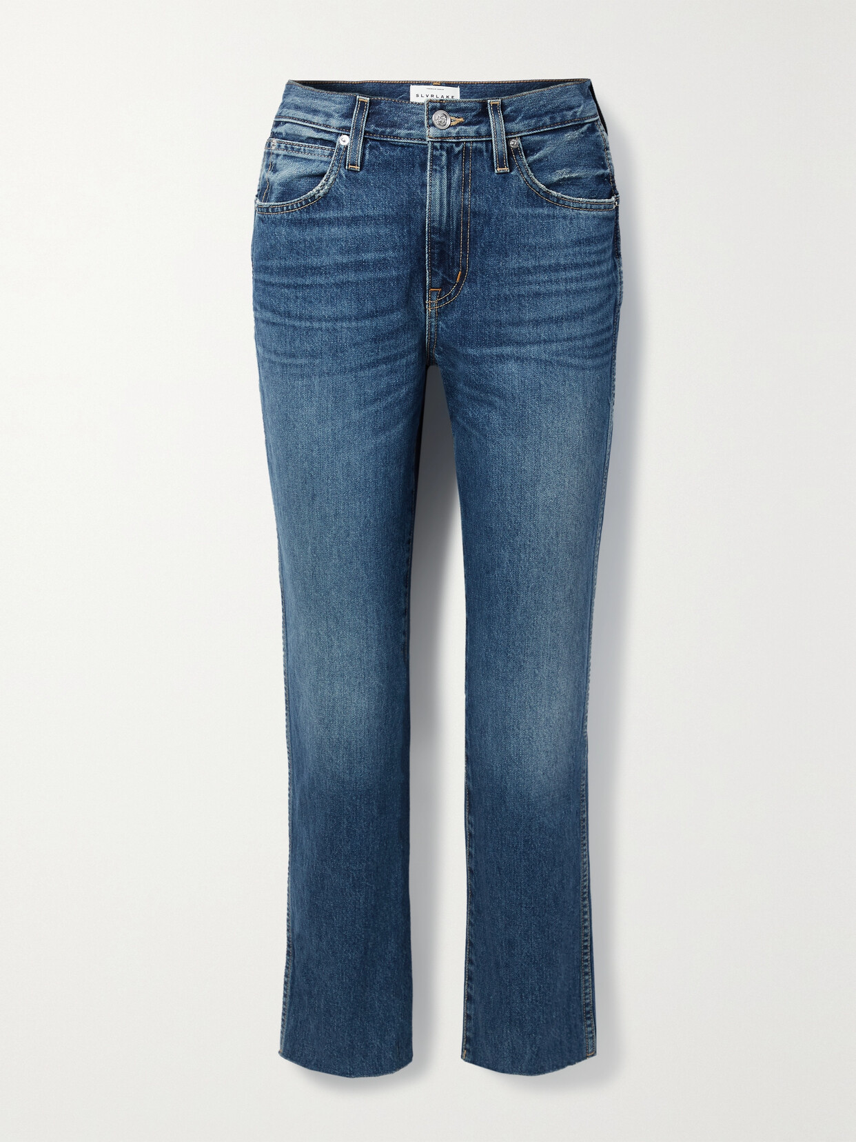 SLVRLAKE Hero Frayed High-rise Straight-leg Jeans - Blue